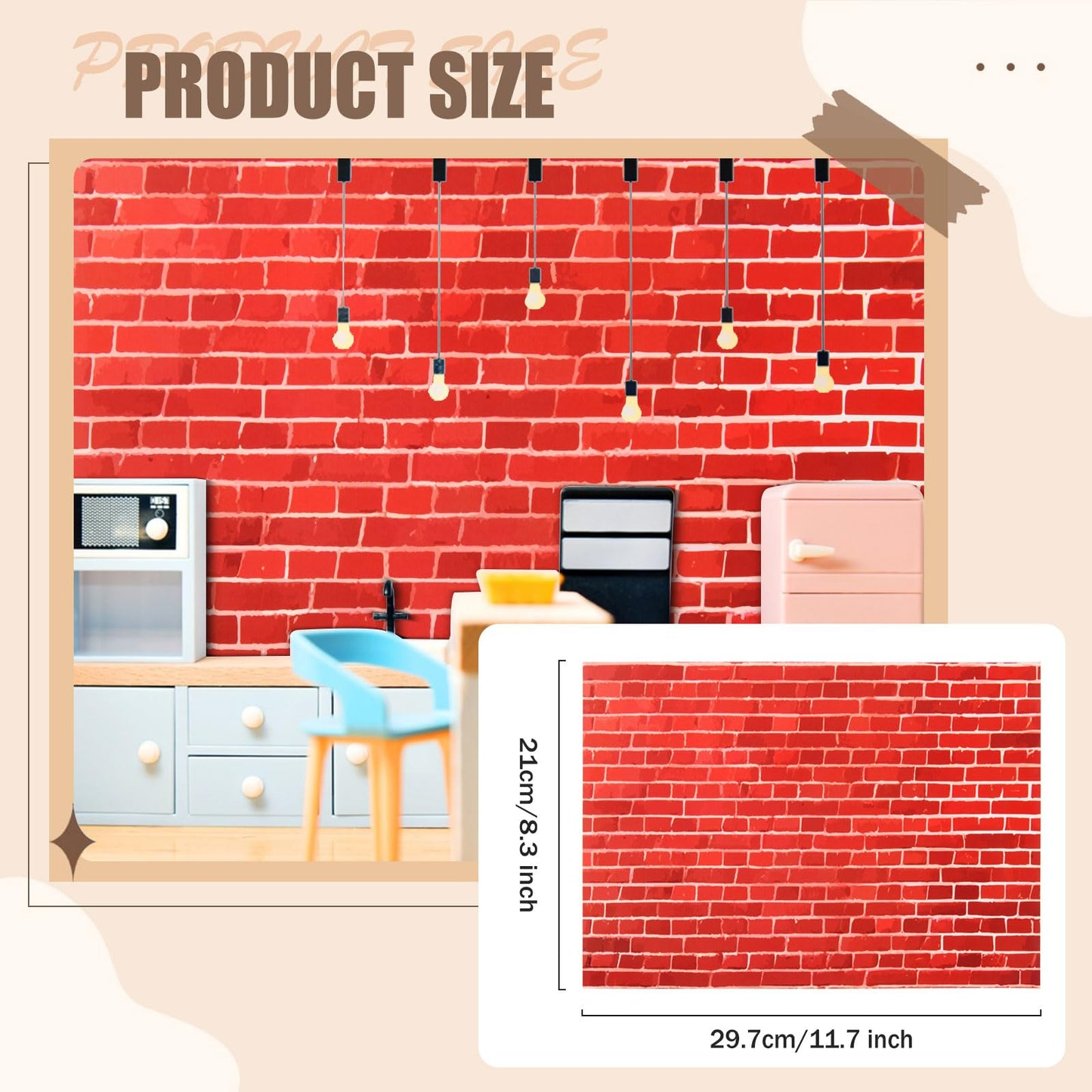 FOBSME 12 Sheets Miniature Dollhouse Wallpaper & Flooring – Self-Adhesive PVC Wall Tiles, 8.27 x 11.69 in, 4 Styles