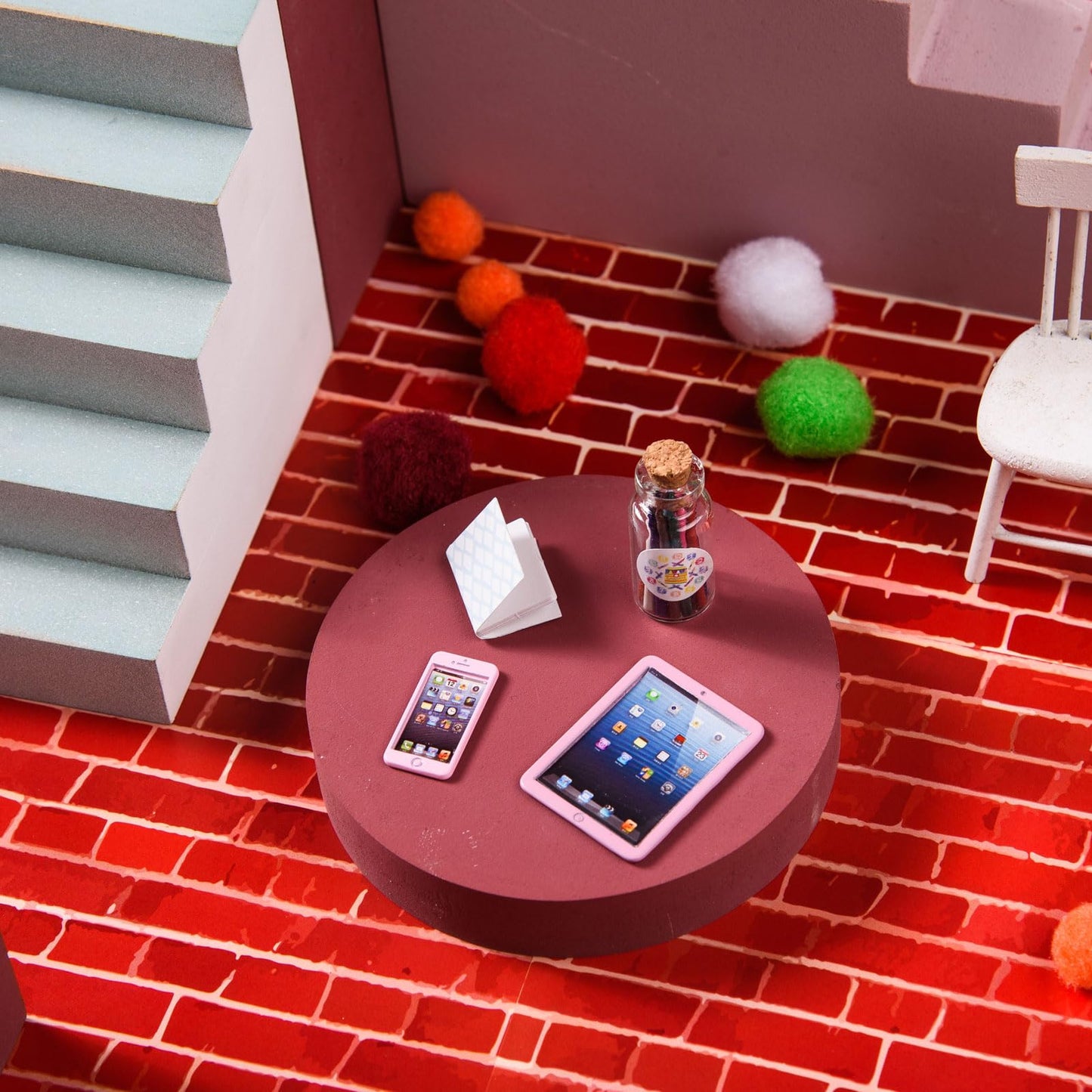 FOBSME 12 Sheets Miniature Dollhouse Wallpaper & Flooring – Self-Adhesive PVC Wall Tiles, 8.27 x 11.69 in, 4 Styles