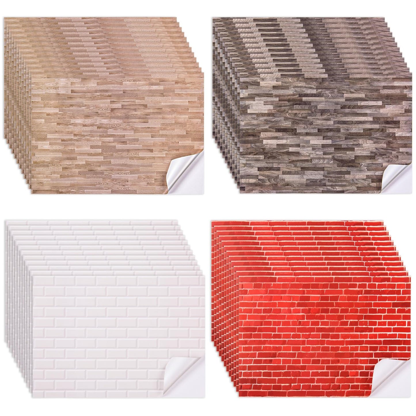 FOBSME 12 Sheets Miniature Dollhouse Wallpaper & Flooring – Self-Adhesive PVC Wall Tiles, 8.27 x 11.69 in, 4 Styles