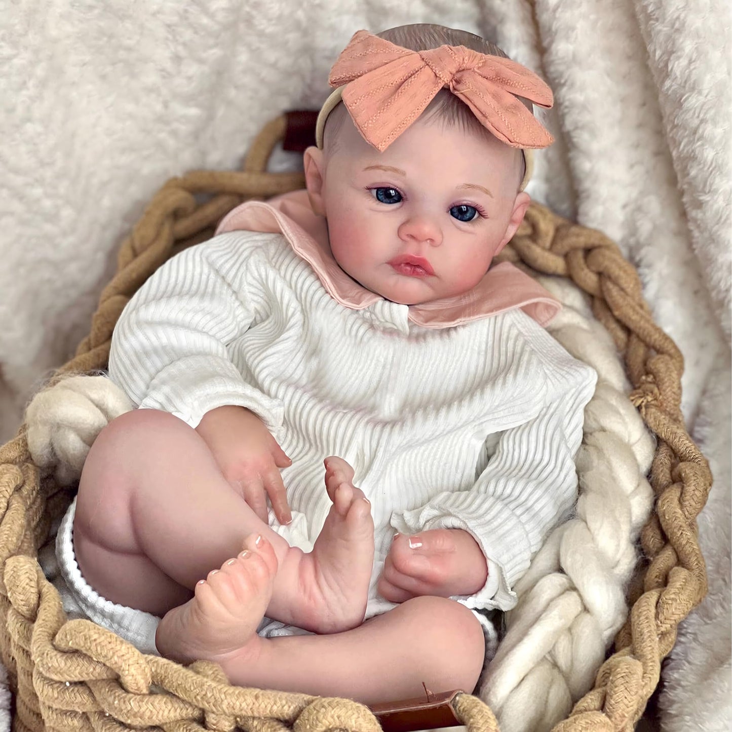 FOCKOF Realistic Reborn Baby Doll – 18-Inch Lifelike Girl with Accessories for 3+ Years