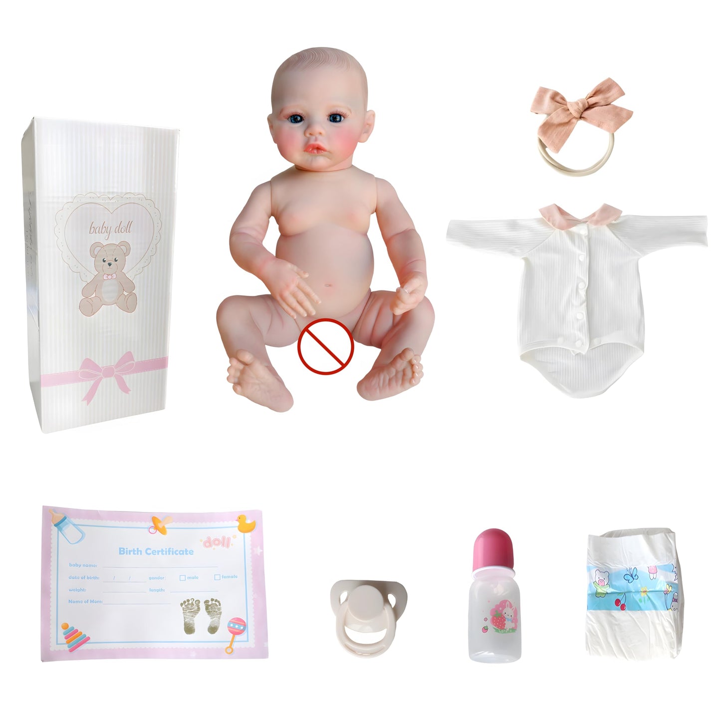 FOCKOF Realistic Reborn Baby Doll – 18-Inch Lifelike Girl with Accessories for 3+ Years