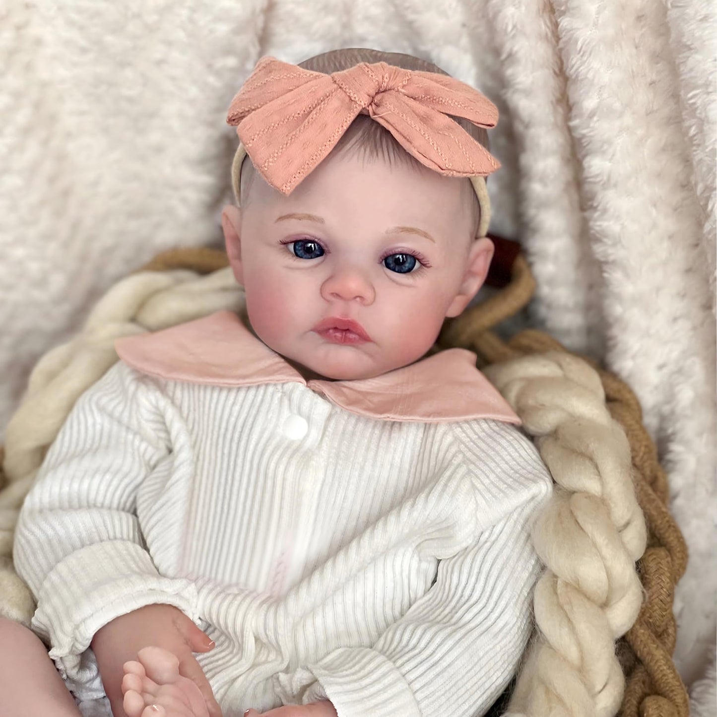 FOCKOF Realistic Reborn Baby Doll – 18-Inch Lifelike Girl with Accessories for 3+ Years