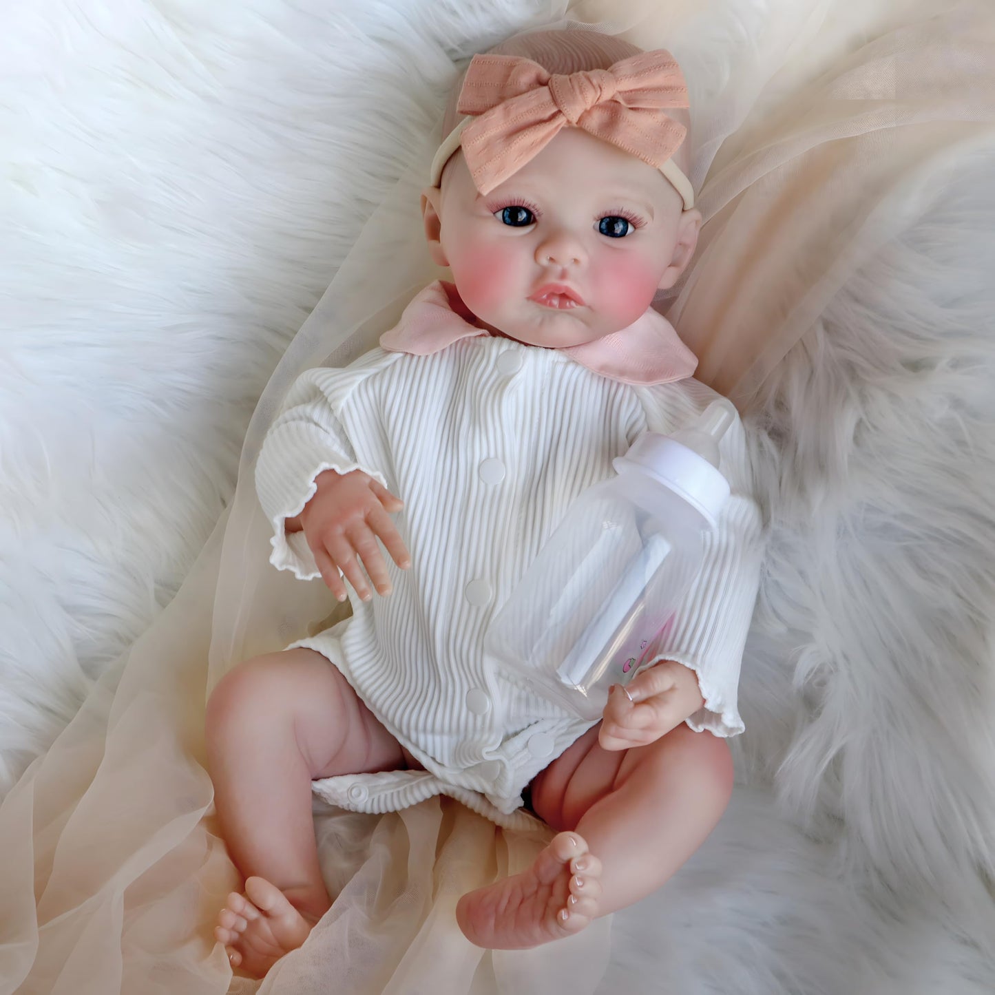 FOCKOF Realistic Reborn Baby Doll – 18-Inch Lifelike Girl with Accessories for 3+ Years