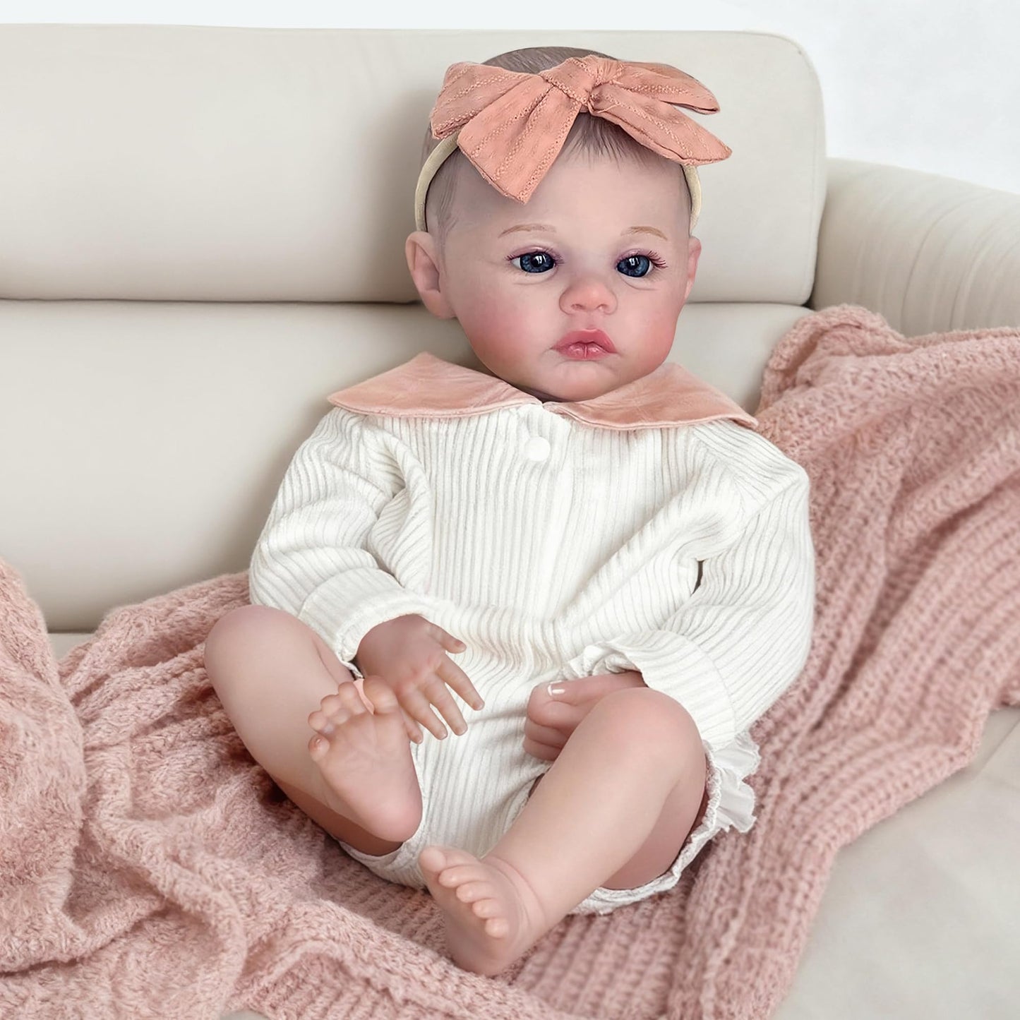 FOCKOF Realistic Reborn Baby Doll – 18-Inch Lifelike Girl with Accessories for 3+ Years
