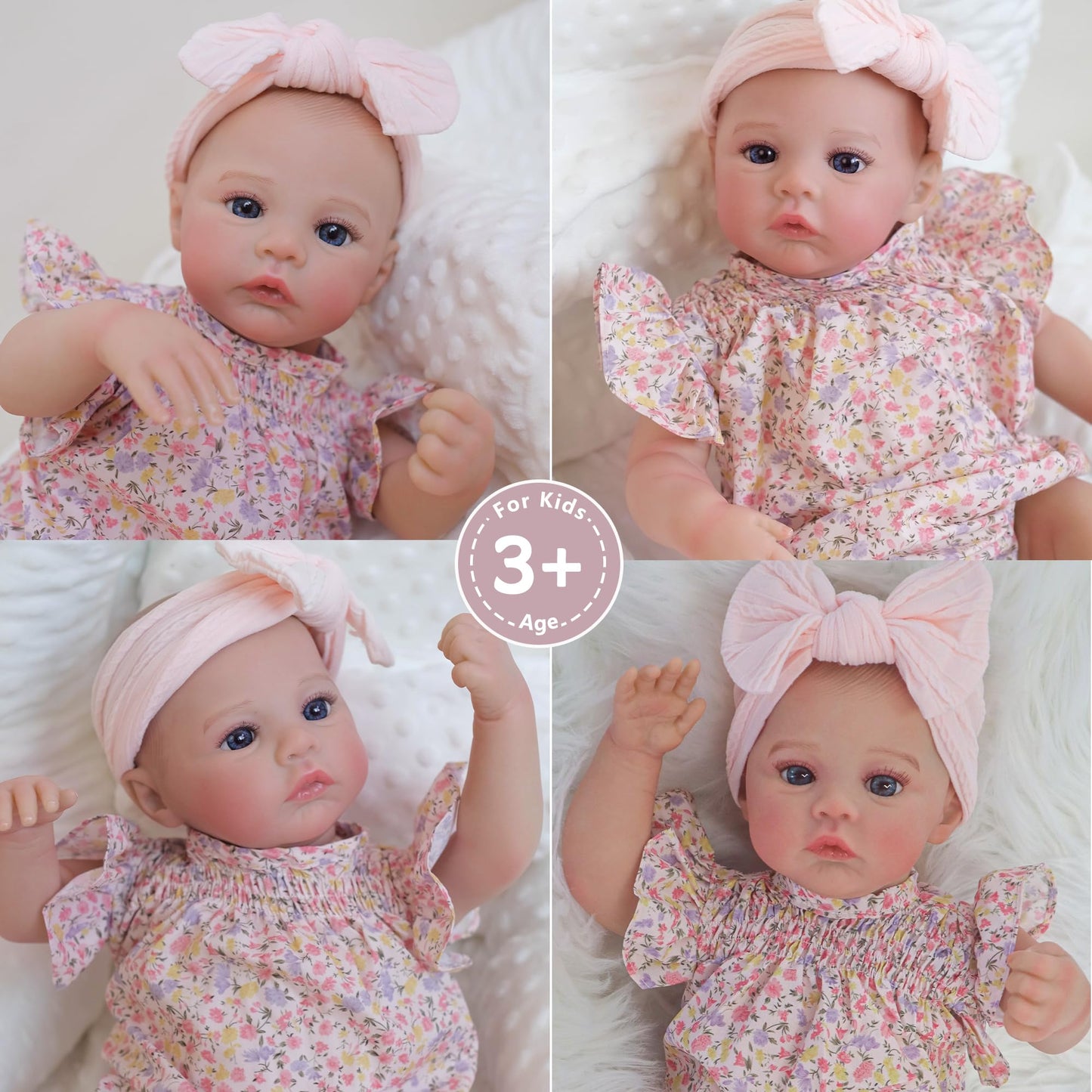 FOCKOF Realistic Reborn Baby Doll 18-Inch – Lifelike Girl with Accessories (Pink)