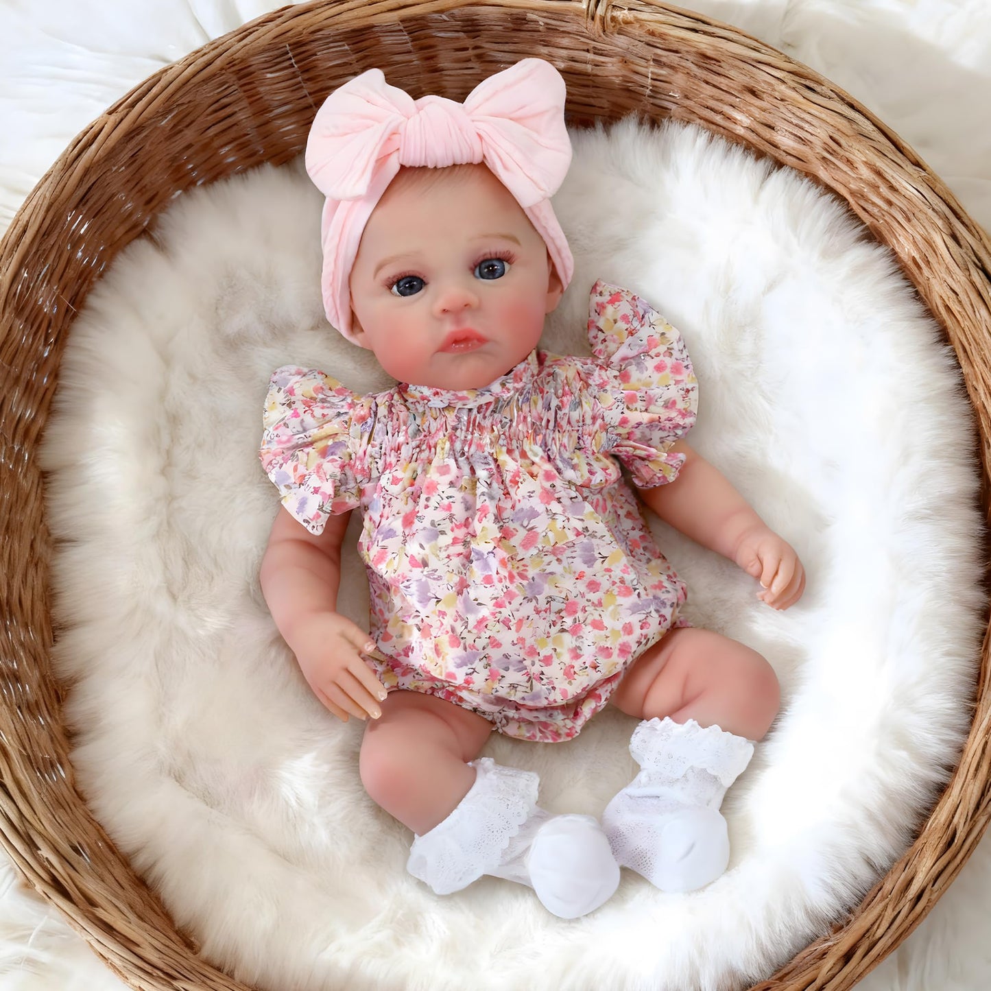 FOCKOF Realistic Reborn Baby Doll 18-Inch – Lifelike Girl with Accessories (Pink)