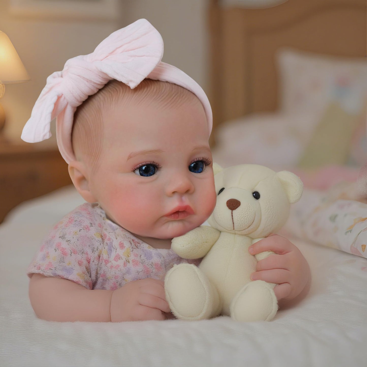 FOCKOF Realistic Reborn Baby Doll 18-Inch – Lifelike Girl with Accessories (Pink)