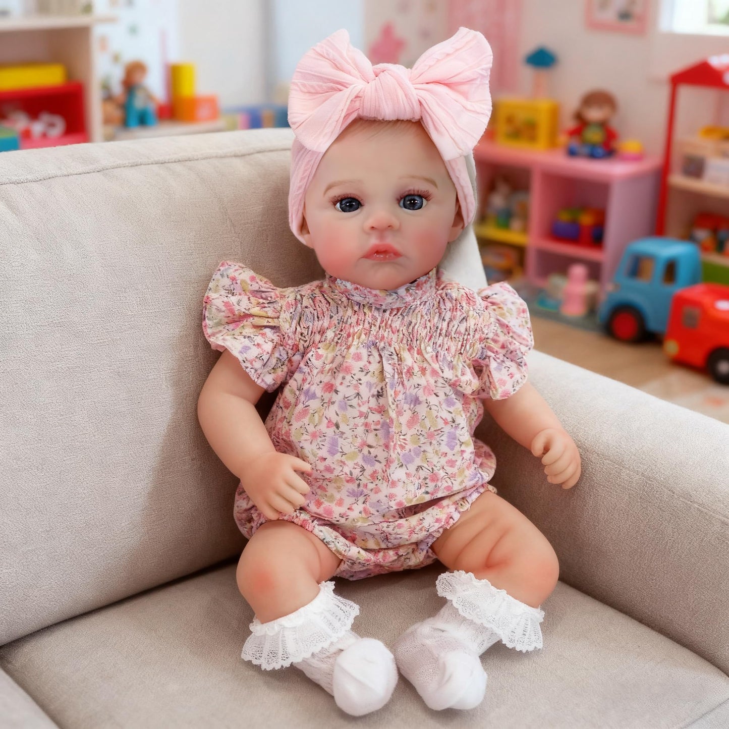 FOCKOF Realistic Reborn Baby Doll 18-Inch – Lifelike Girl with Accessories (Pink)