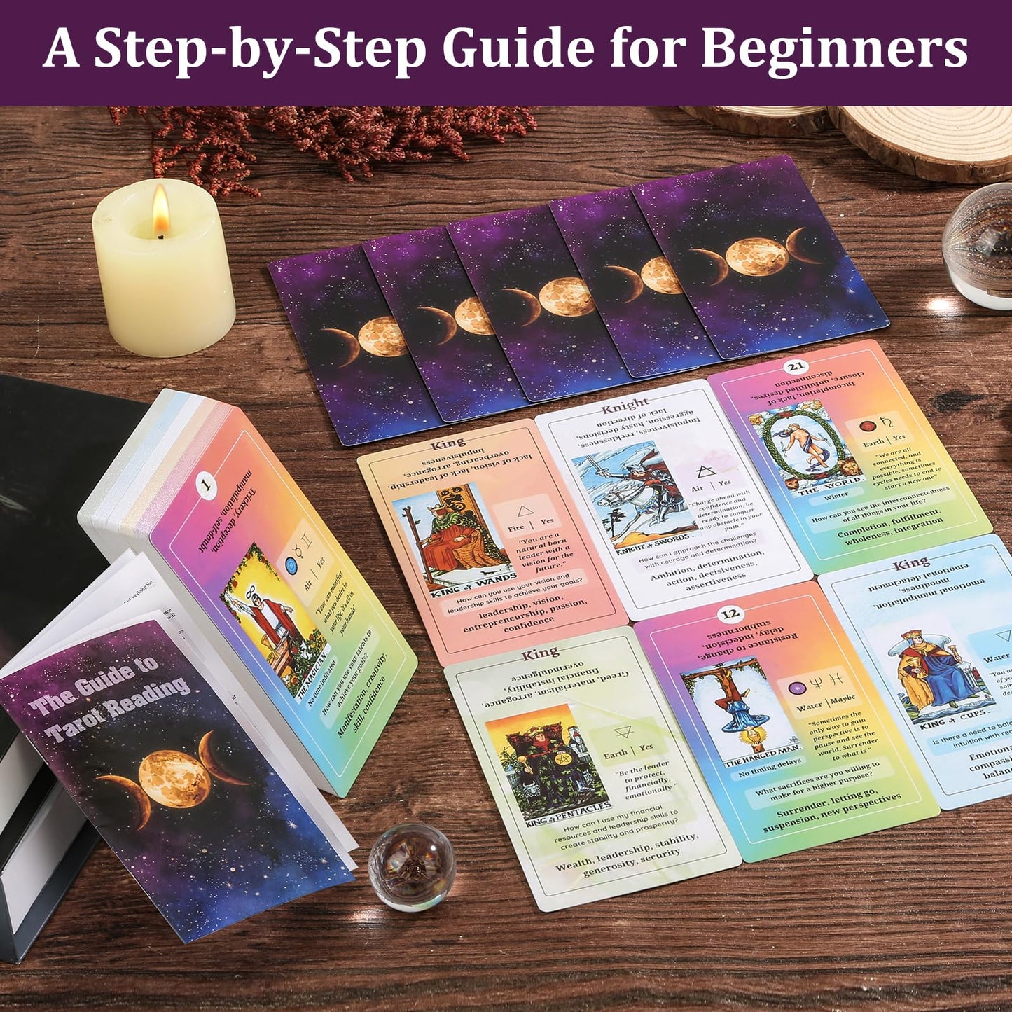 Fofeadm Tarot Cards for Beginners with Guide Book | Classic Tarot Deck