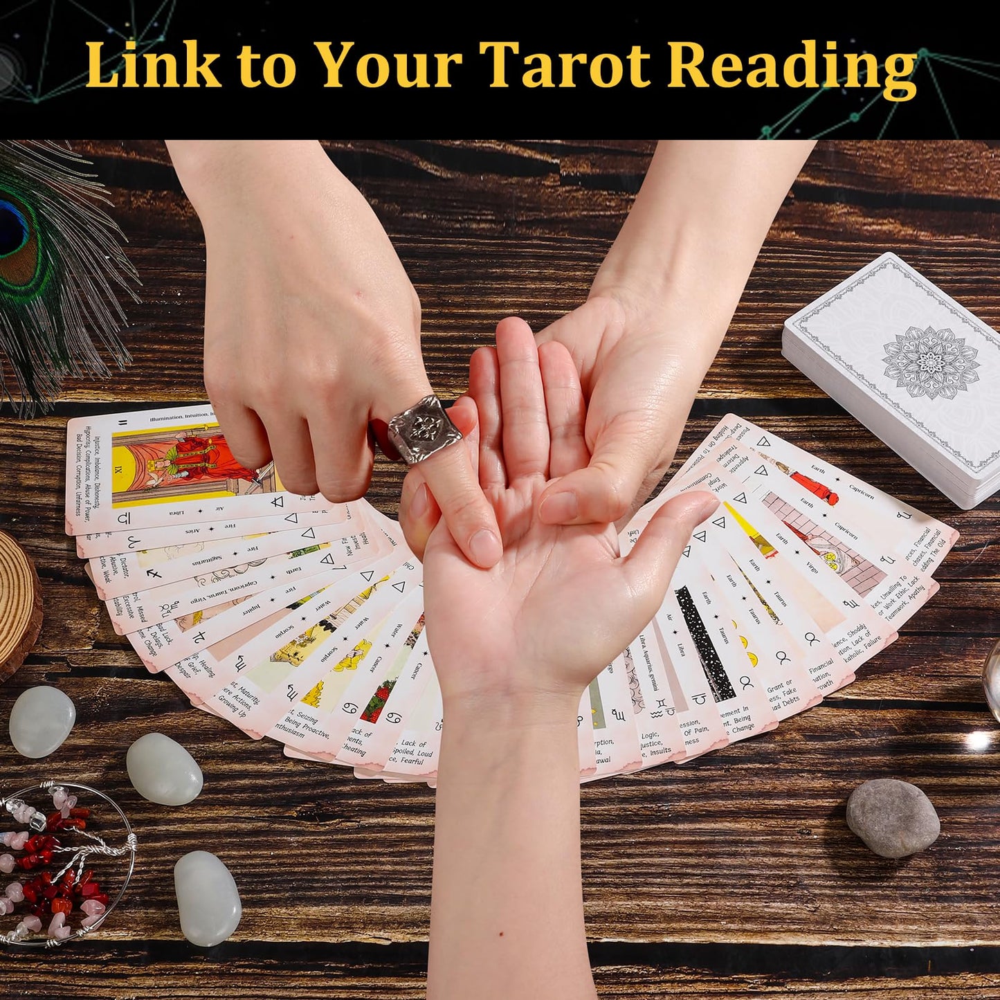 Fofeadm Tarot Cards for Beginners – 78-Card Tarot Deck + Guide Book, Durable 350GSM