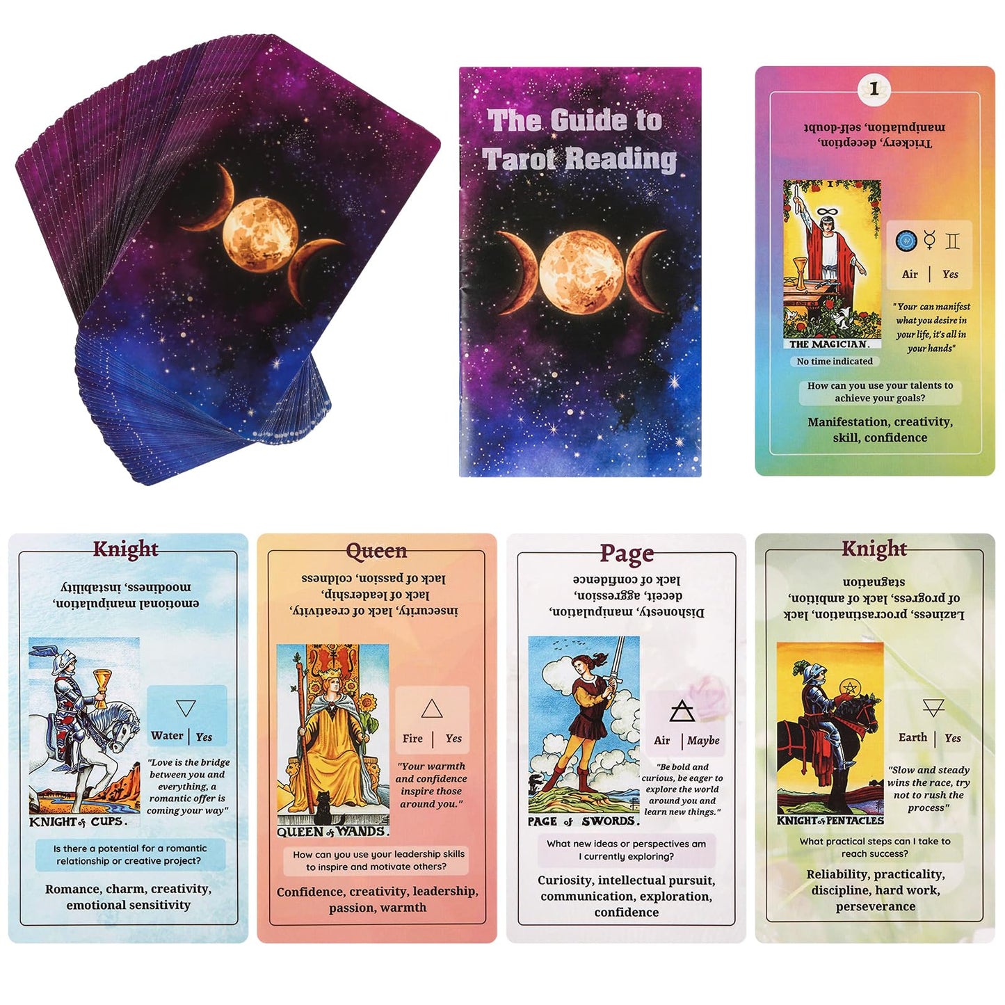 Fofeadm Tarot Cards for Beginners with Guide Book | Classic Tarot Deck