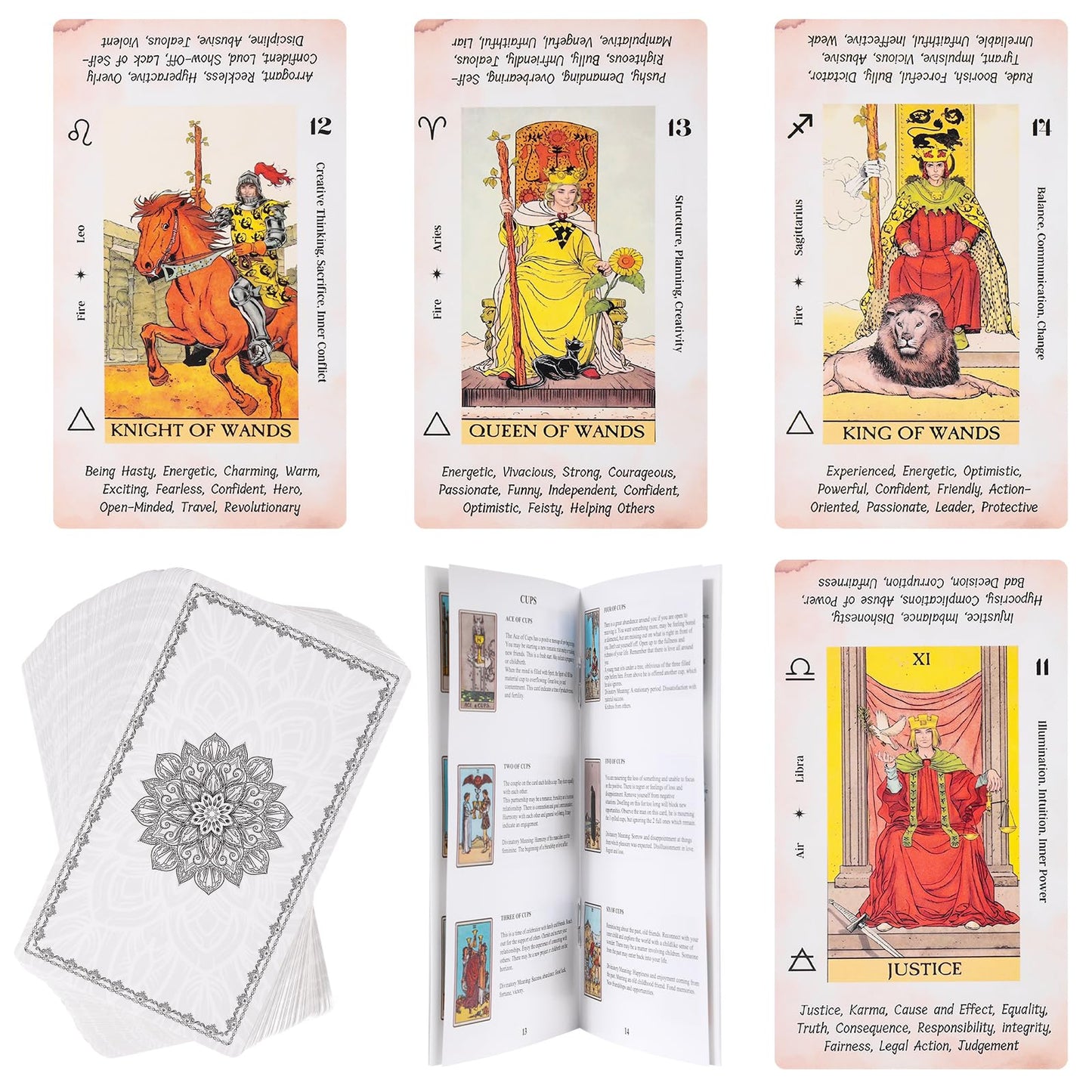 Fofeadm Tarot Cards for Beginners – 78-Card Tarot Deck + Guide Book, Durable 350GSM