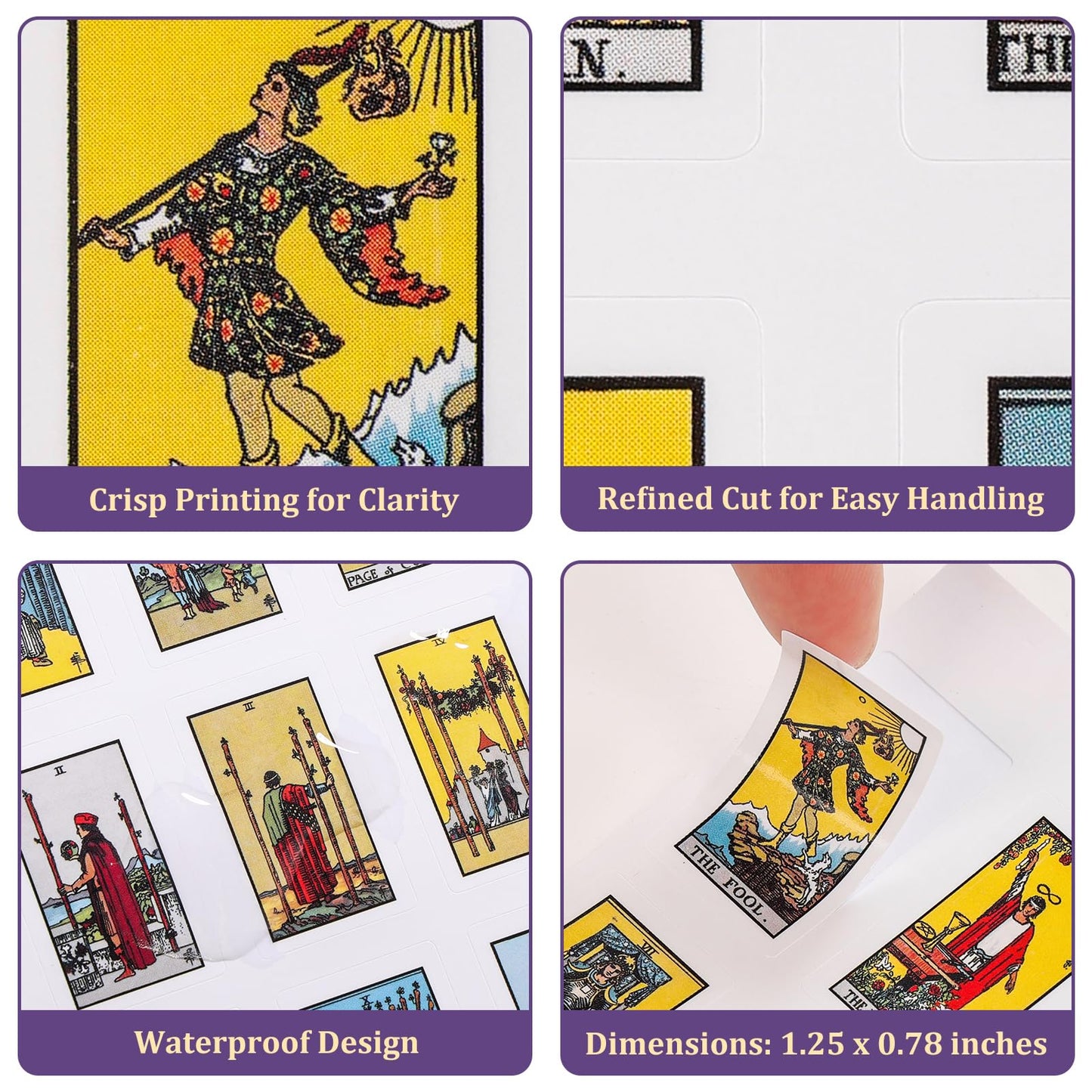 Fofeadm 1260 Mini Tarot Stickers for Journaling – Rider Waite Deck + 8 Cheat Sheets