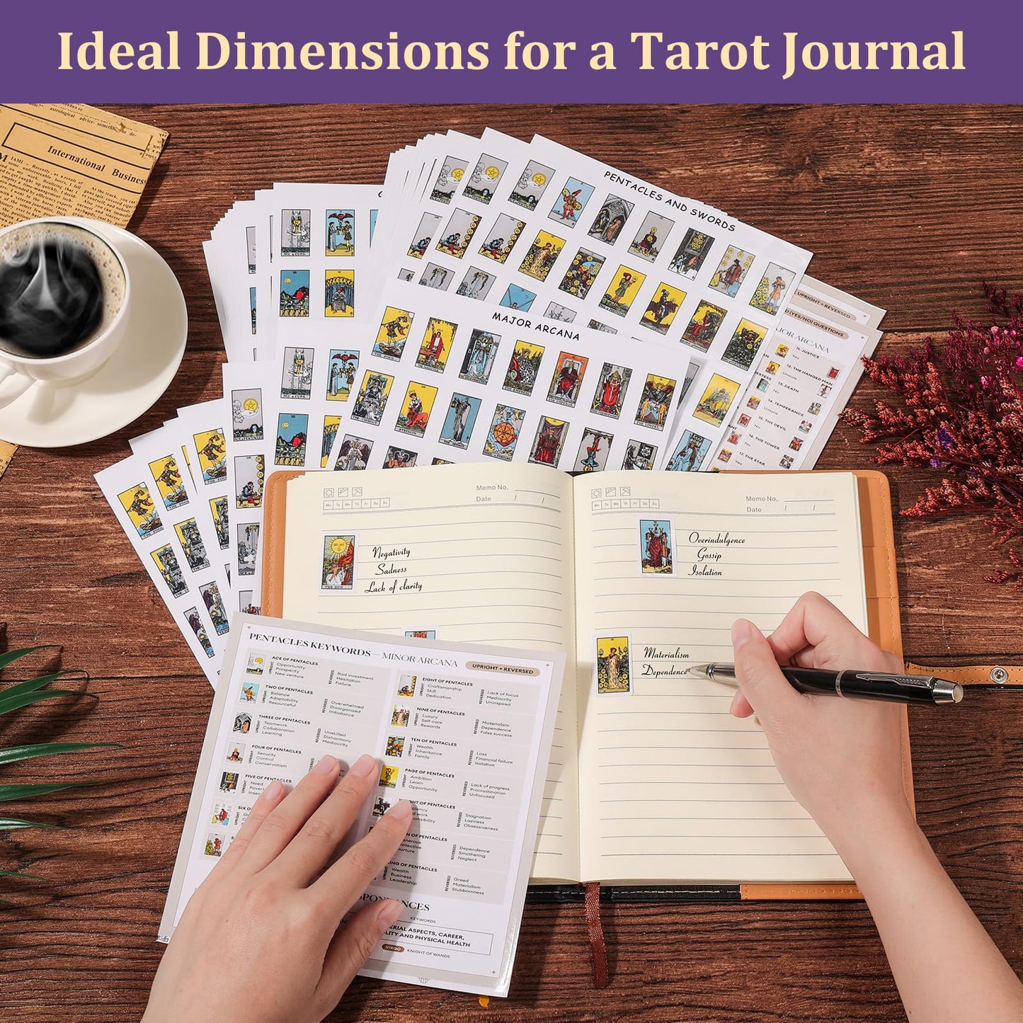 Fofeadm 1260 Mini Tarot Stickers for Journaling – Rider Waite Deck + 8 Cheat Sheets