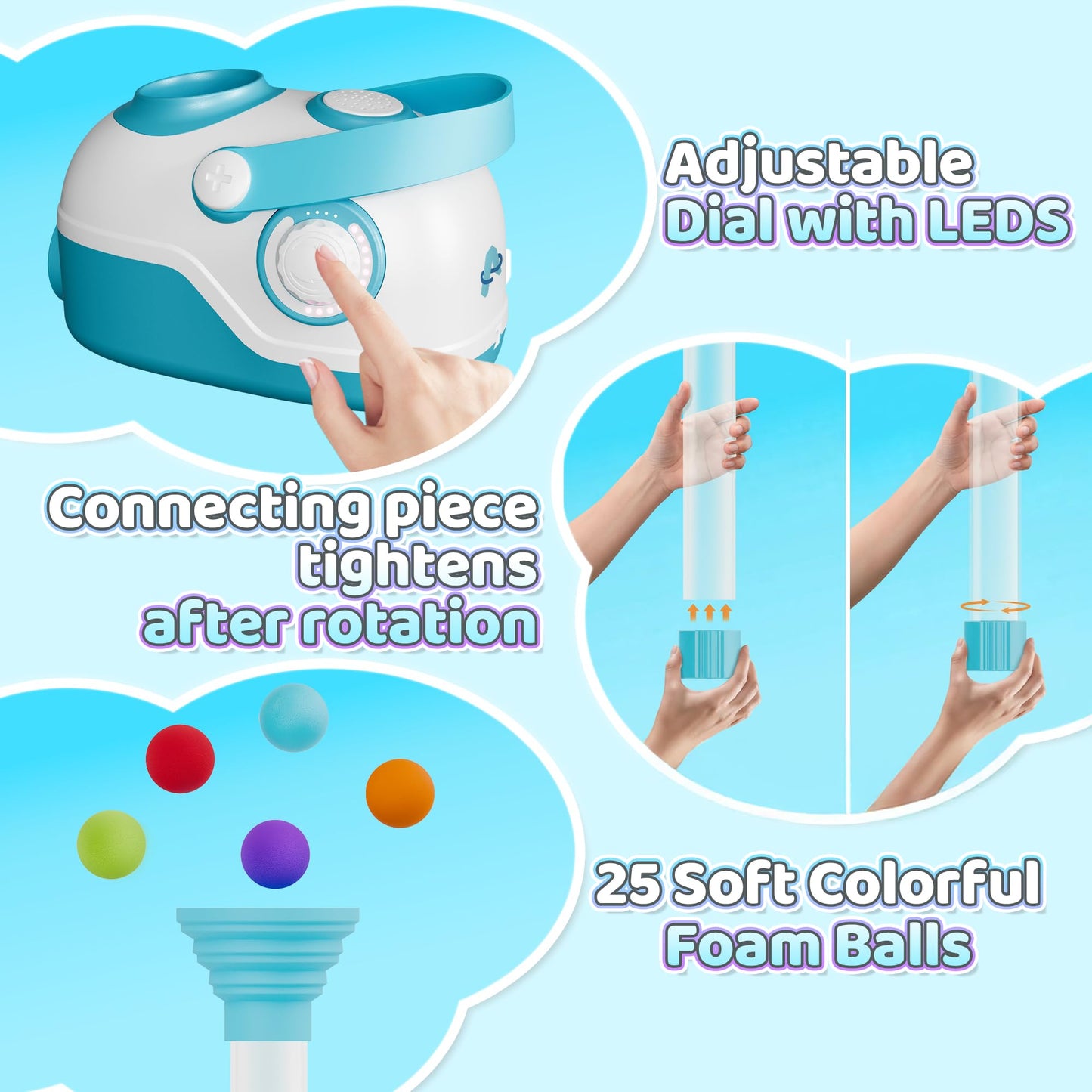 FOHEB Air-Powered STEM Building Toys – Bluetooth Music, Rechargeable, Play While Charging (3+)