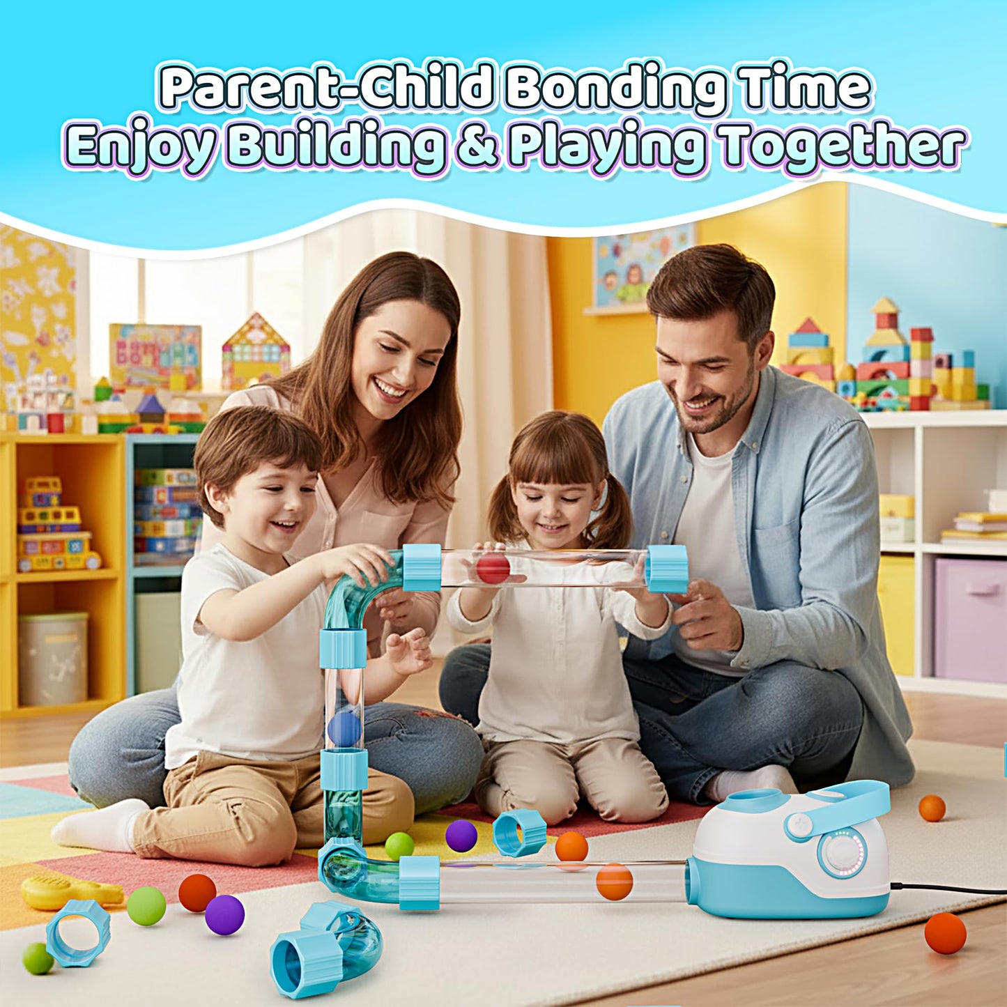 FOHEB Air-Powered STEM Building Toys – Bluetooth Music, Rechargeable, Play While Charging (3+)