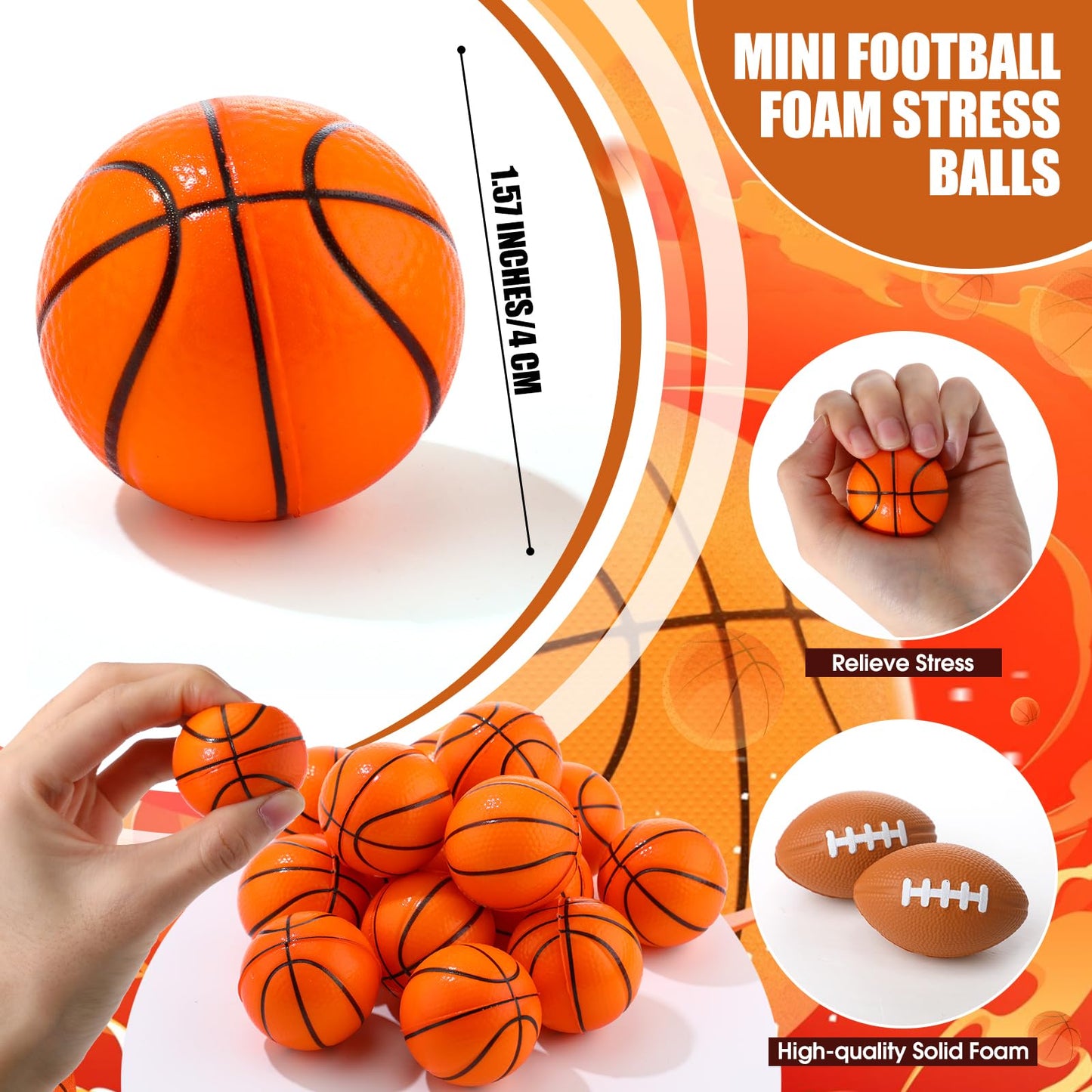 Foilswirl 18 Sets Basketball Gifts Bulk – Mini Stress Balls, Bracelets, Inspirational Cards & Organza Bags