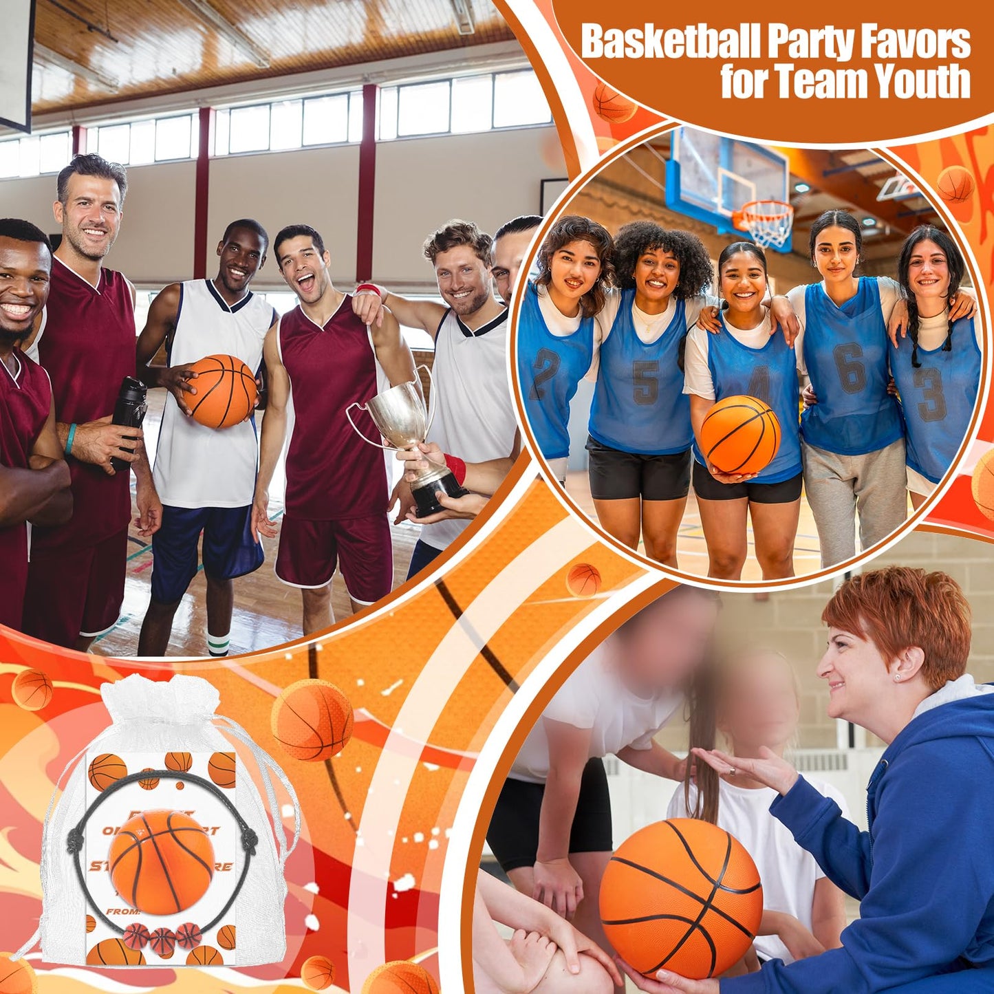 Foilswirl 36-Piece Basketball Party Favors Set — Stress Balls, Bracelets & Cards