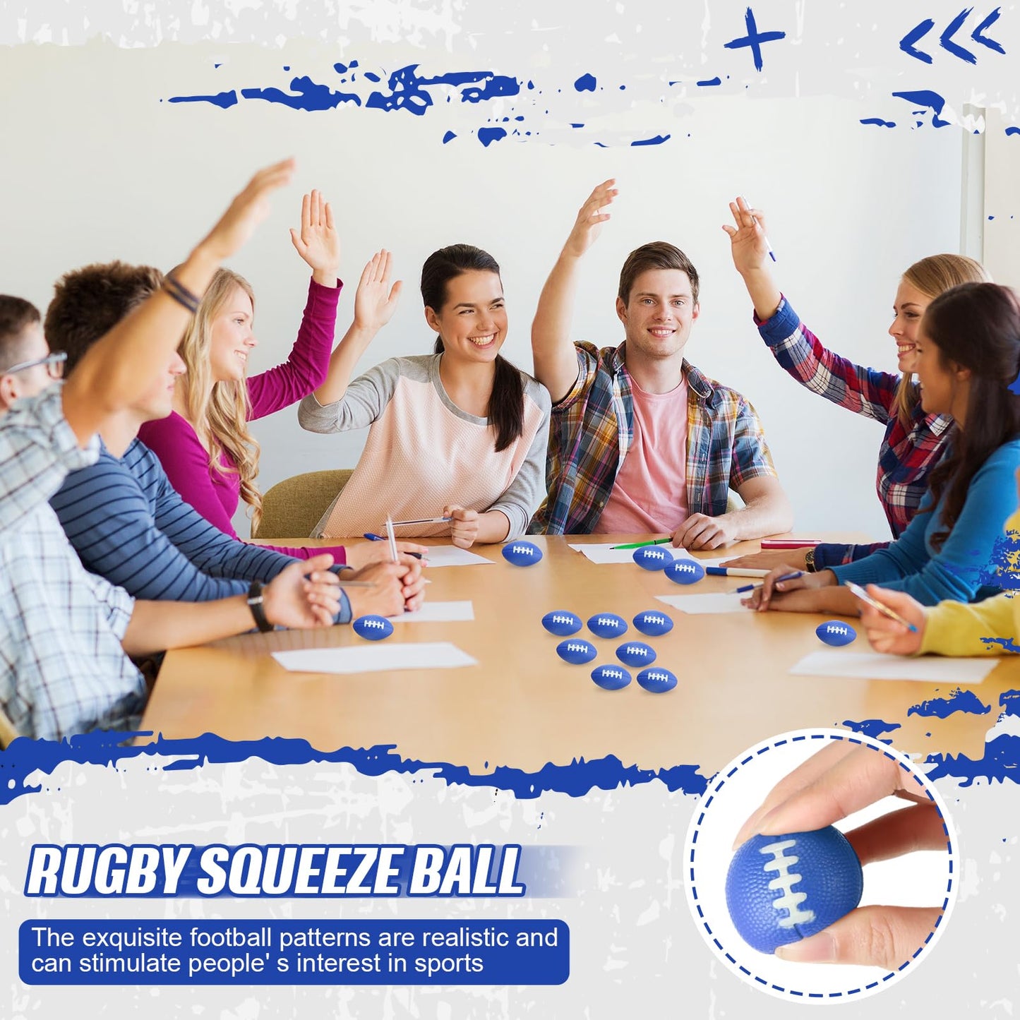 Foilswirl 16 Pcs Mini Foam Football Stress Ball – Blue Pack for Parties, School Rewards & Gifts