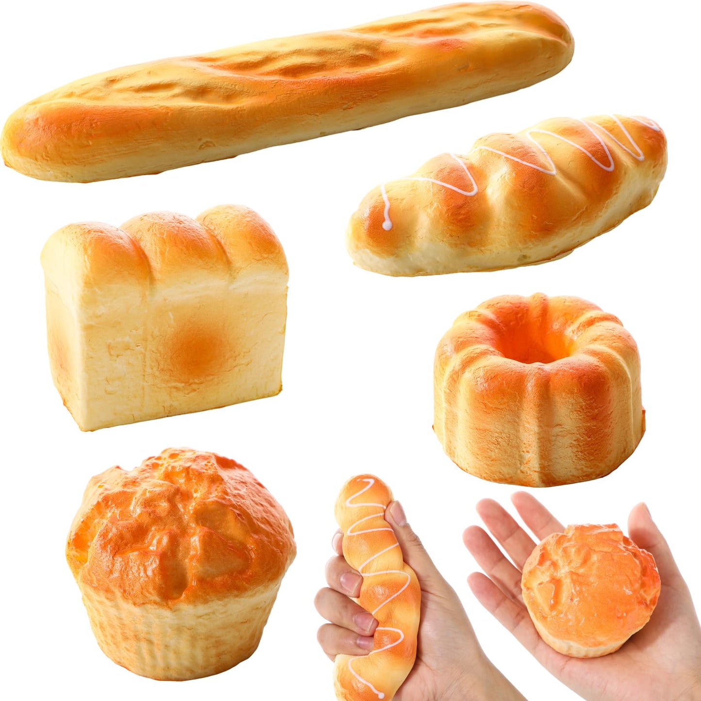 Foilswirl 5 Pcs Bread Stress Toy Set – Soft Toast Shapes for Relaxation