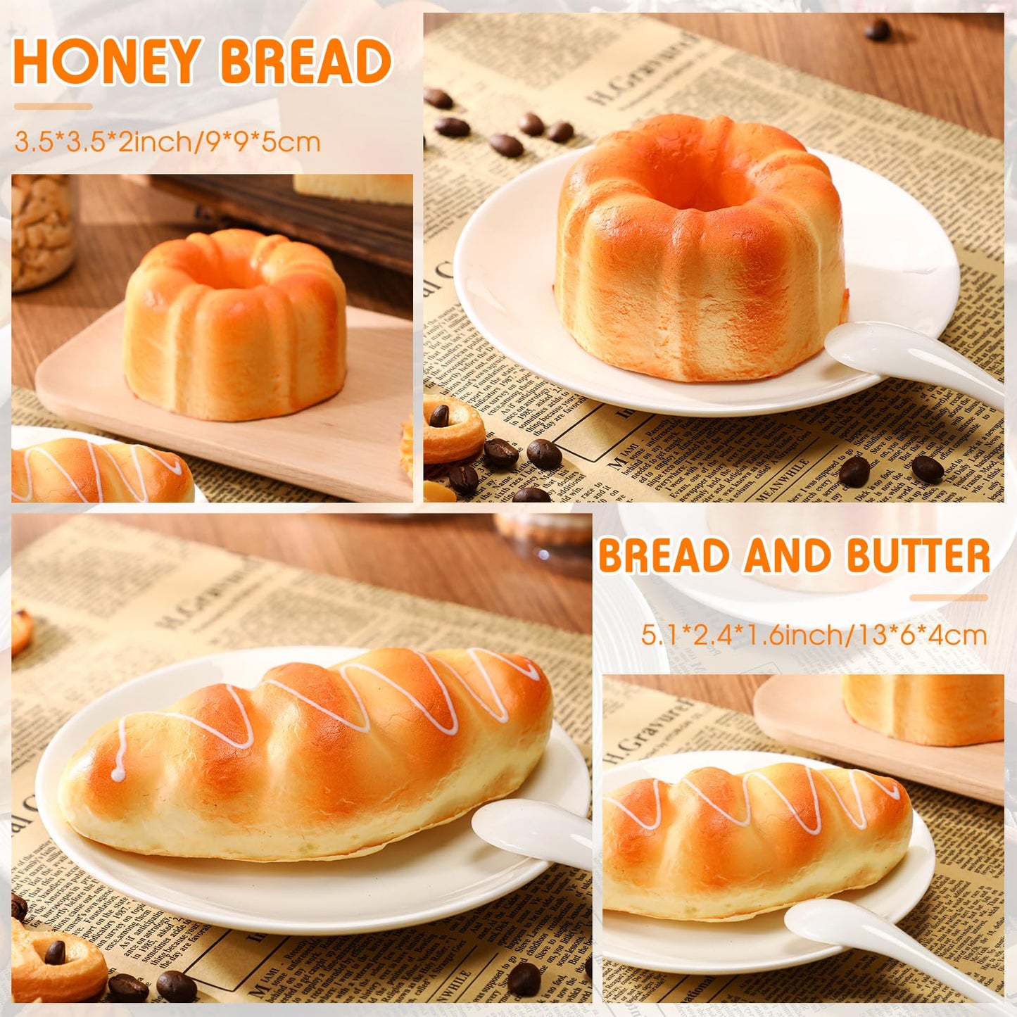 Foilswirl 5 Pcs Bread Stress Toy Set – Soft Toast Shapes for Relaxation
