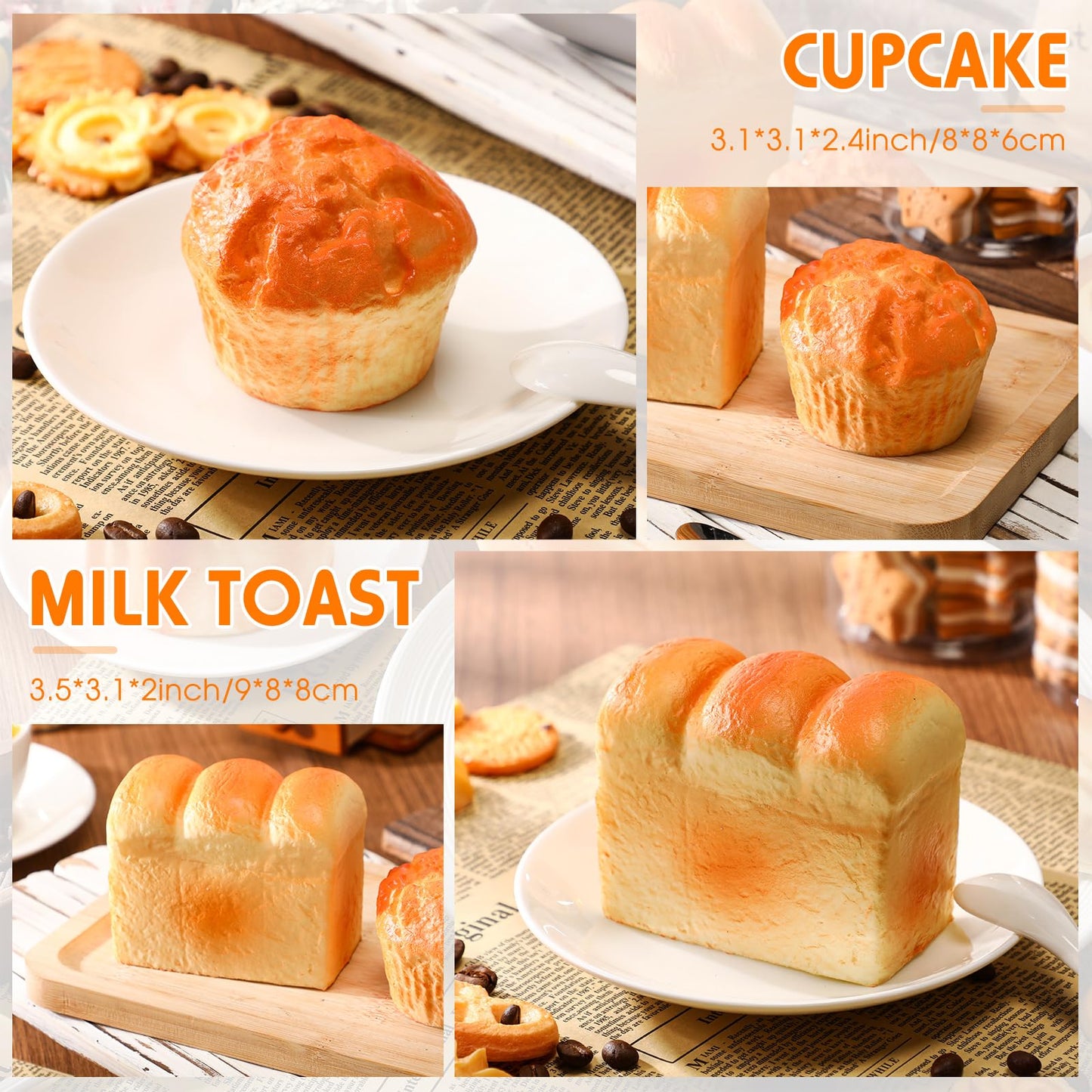 Foilswirl 5 Pcs Bread Stress Toy Set – Soft Toast Shapes for Relaxation