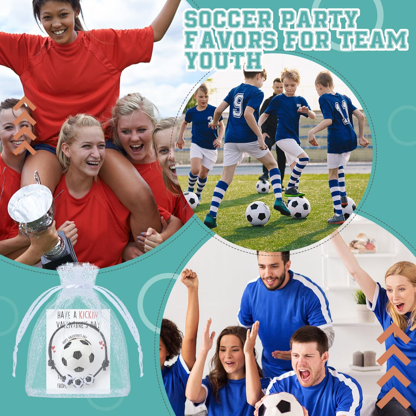 Foilswirl 18-Piece Valentine Soccer Gift Set — Stress Balls, Bracelets & Cards