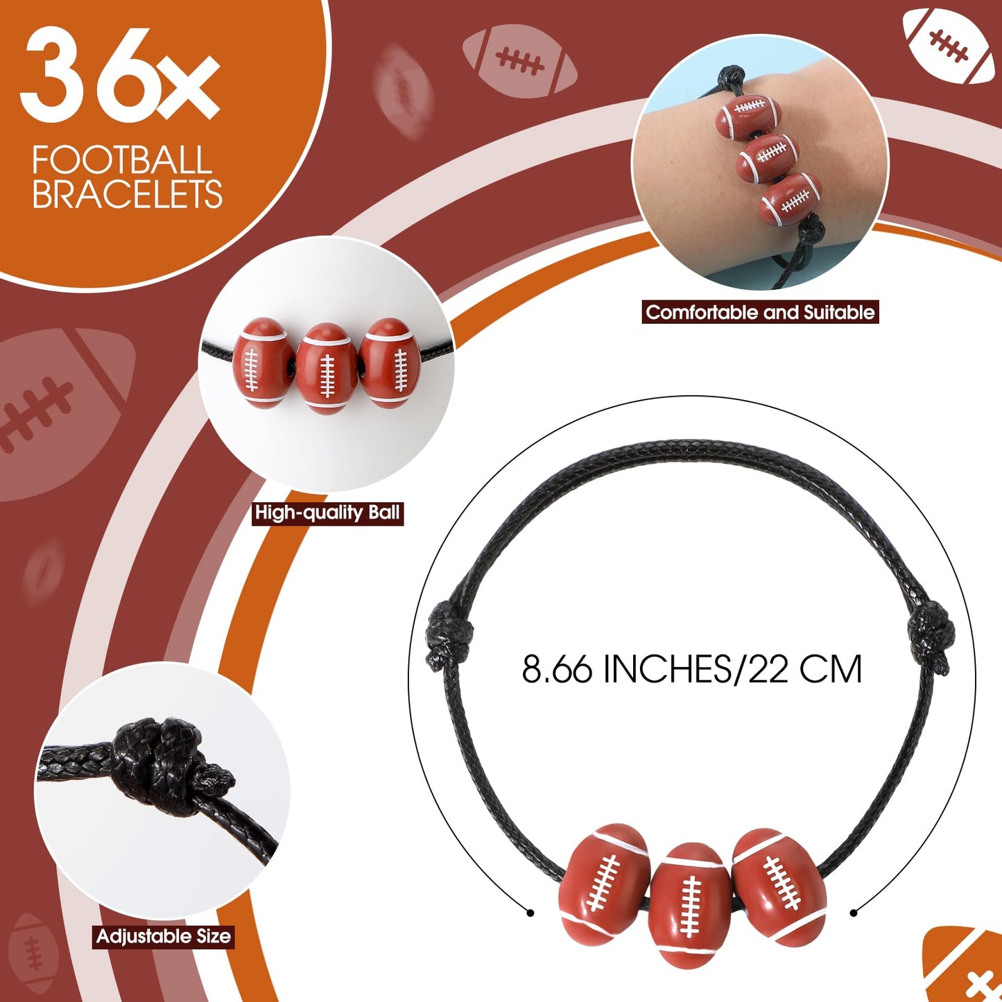 Foilswirl 36 Sets Football Gifts Bulk – Stress Balls, Bracelets & Cards
