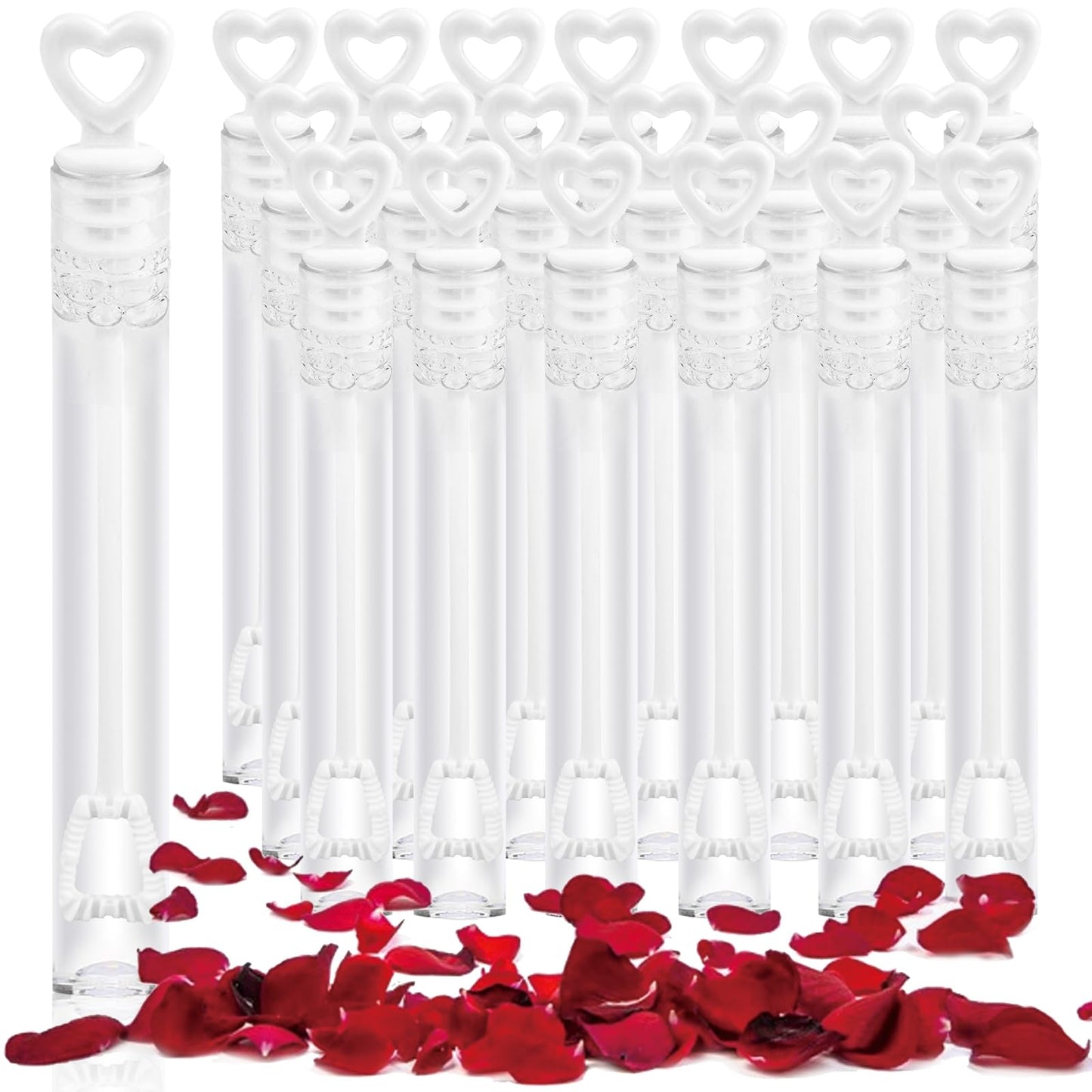 FOIMAS 40pcs Mini Heart Wedding Bubble Wands – White Heart Bubble Wands for Wedding Favors & Party Decor