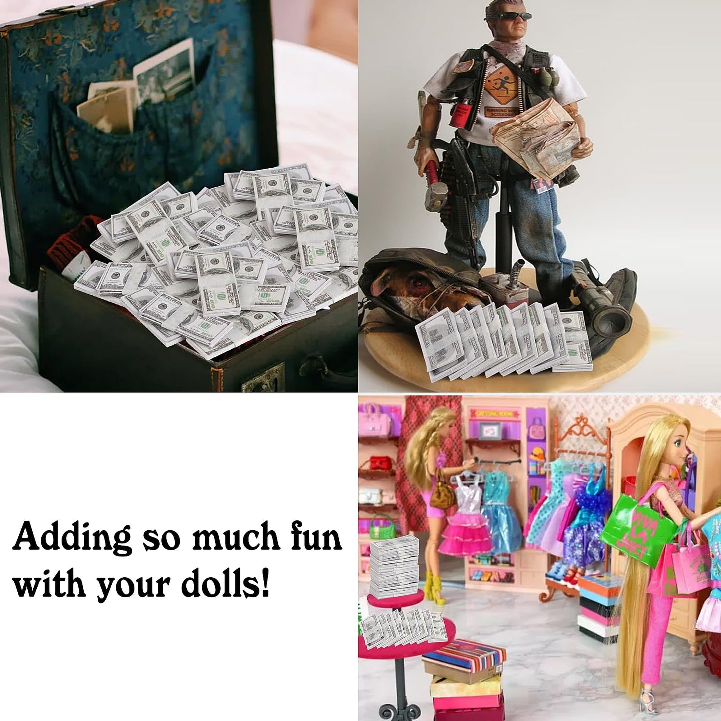 FOIMAS 180pcs 1:12 Miniature Dollars for Dollhouse – Realistic Double-Sided Bills