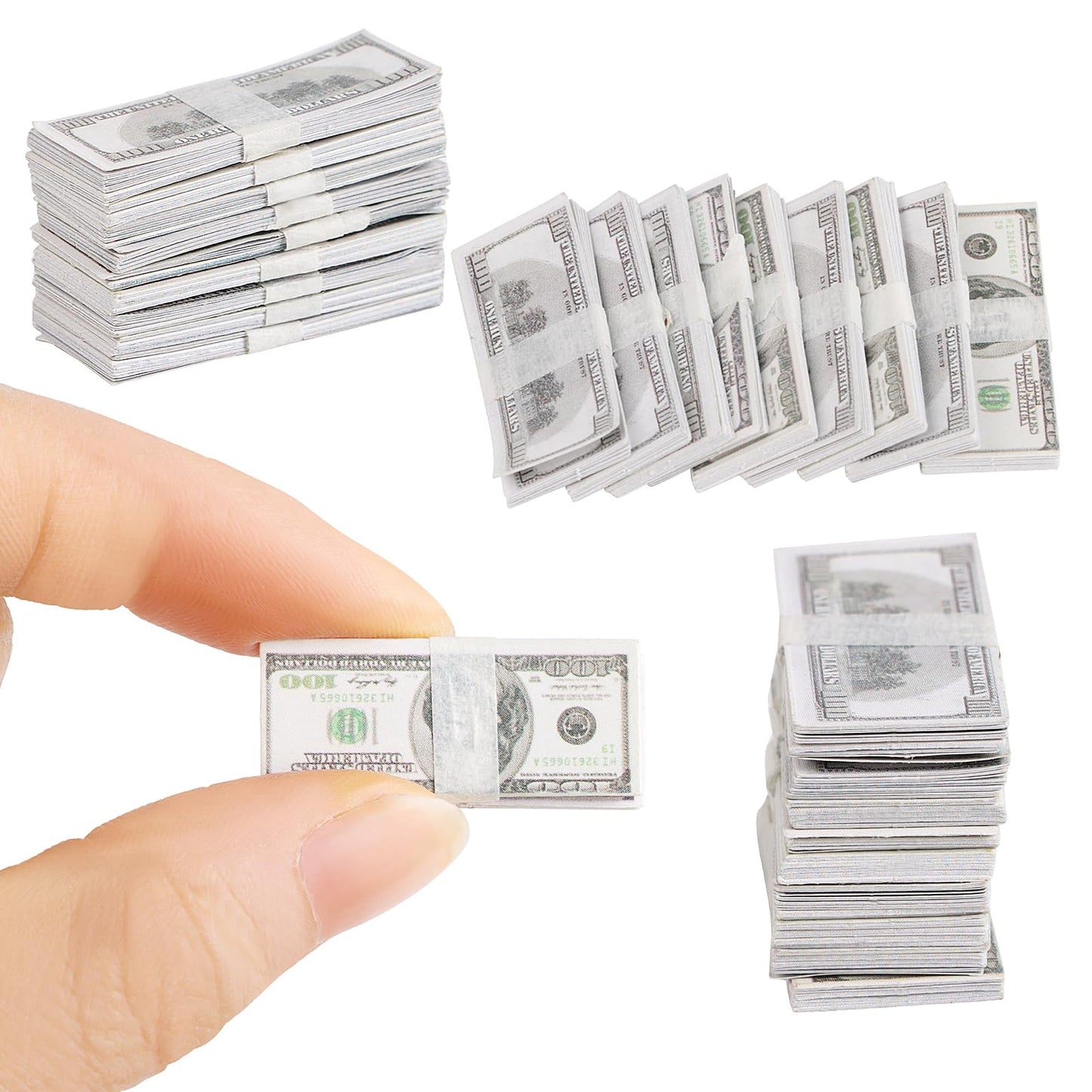 FOIMAS 180pcs 1:12 Miniature Dollars for Dollhouse – Realistic Double-Sided Bills