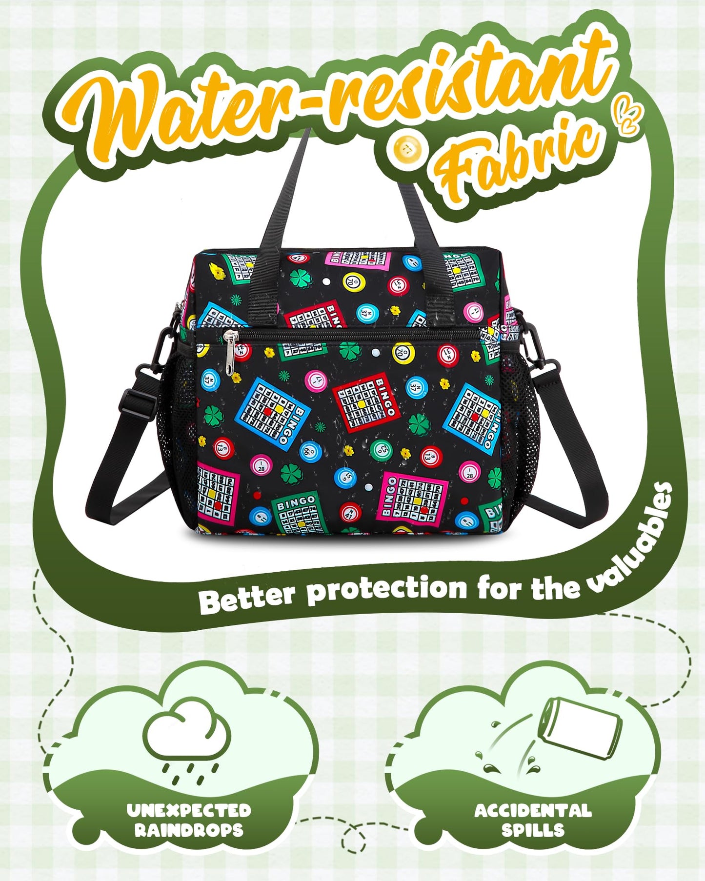 FOKDUVB Bingo Bag for Daubers & Accessories – Water-Resistant Organizer with Pockets