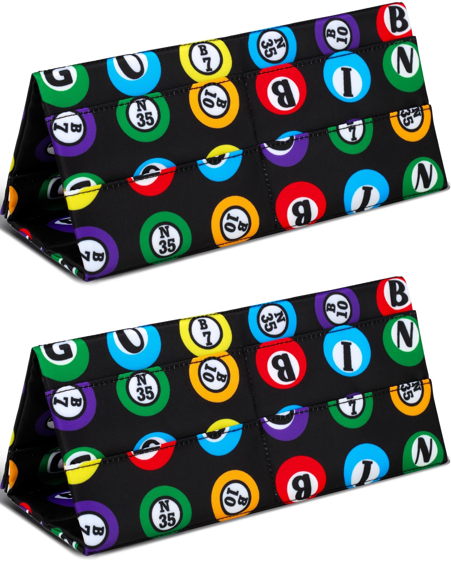 FOKDUVB 2 Pack Card Holder for Bridge & Poker – Black Bingo Theme