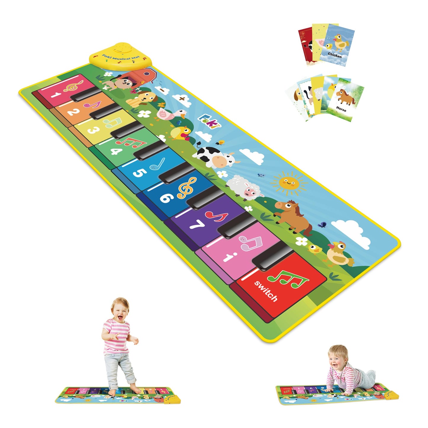 FOKI Floor Piano Mat for Toddlers — Sensory Musical Playmat with Animal Sounds