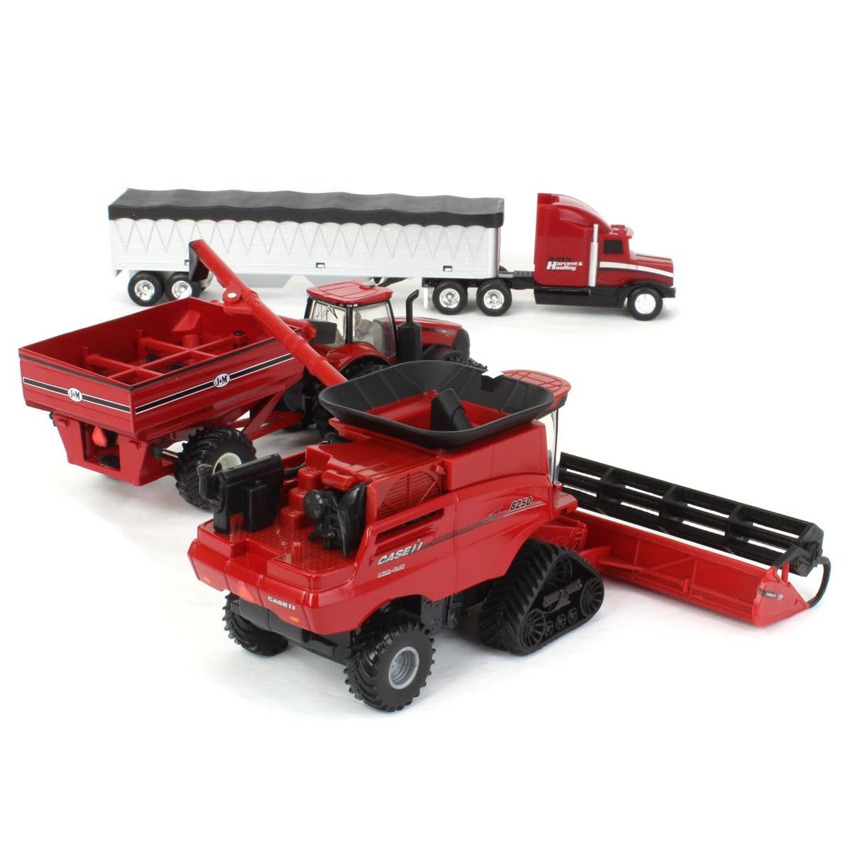Case IH 1/64 Scale Harvesting Set: 8250 Combine, Magnum 340 Tractor & Trailer (44384)