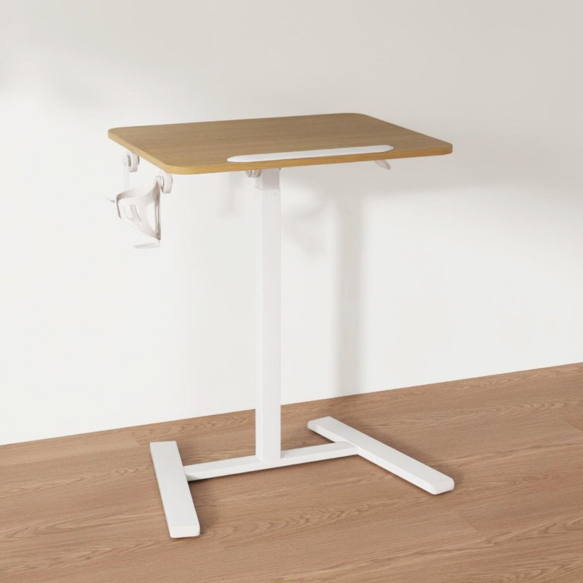Foldable Mobile Standing Desk Rolling Laptop Desk with 90° Tiltable Tabletop-Natural
