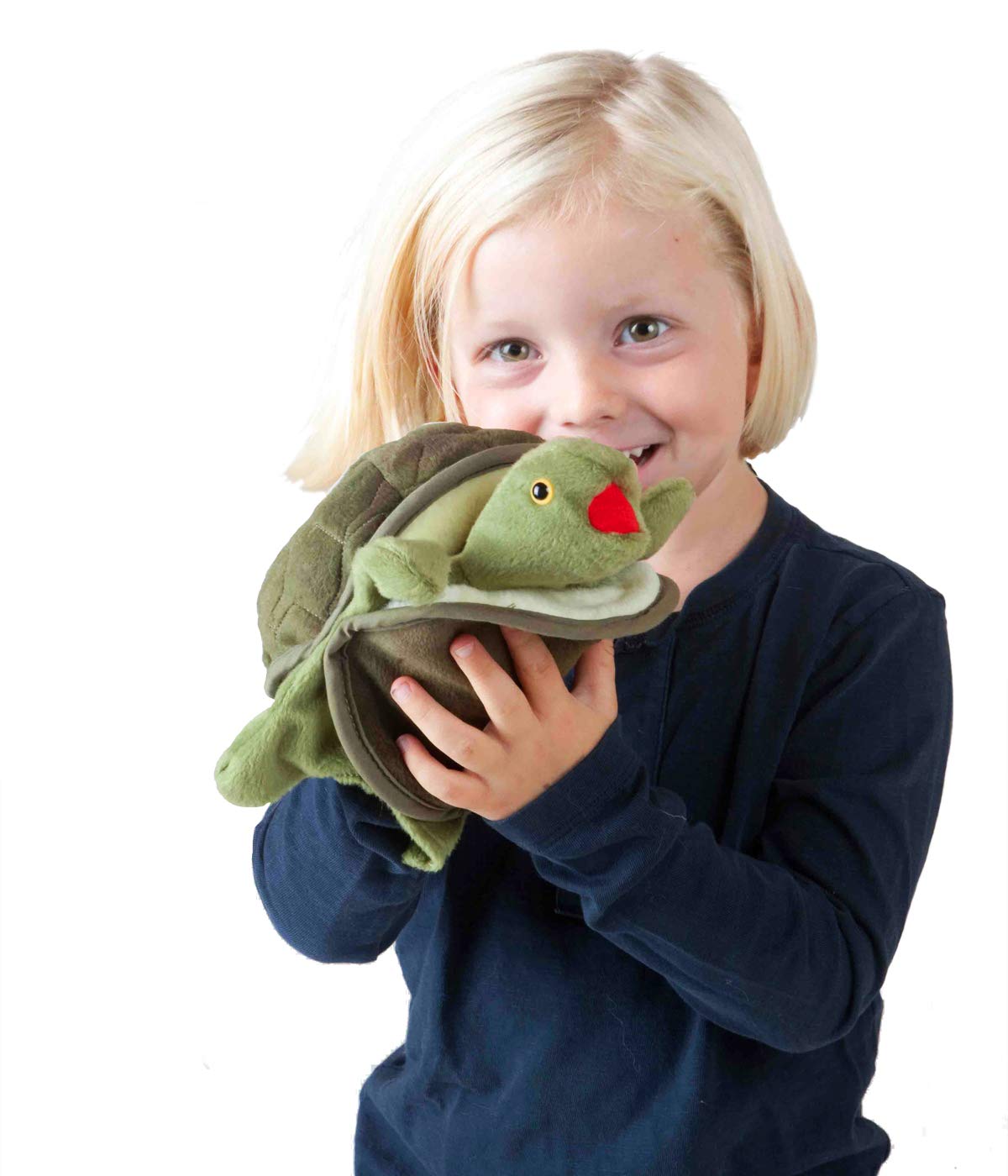 Folkmanis Baby Turtle Hand Puppet – Green Plush, Movable Mouth