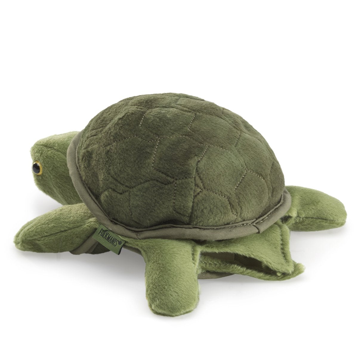 Folkmanis Baby Turtle Hand Puppet – Green Plush, Movable Mouth