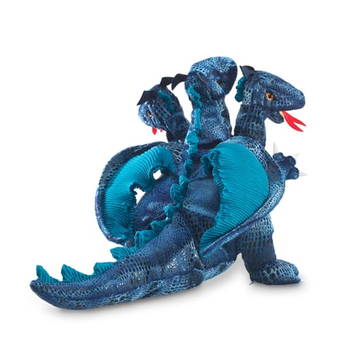 Folkmanis Three-Headed Blue Dragon Hand Puppet – Interactive Storytelling Plush