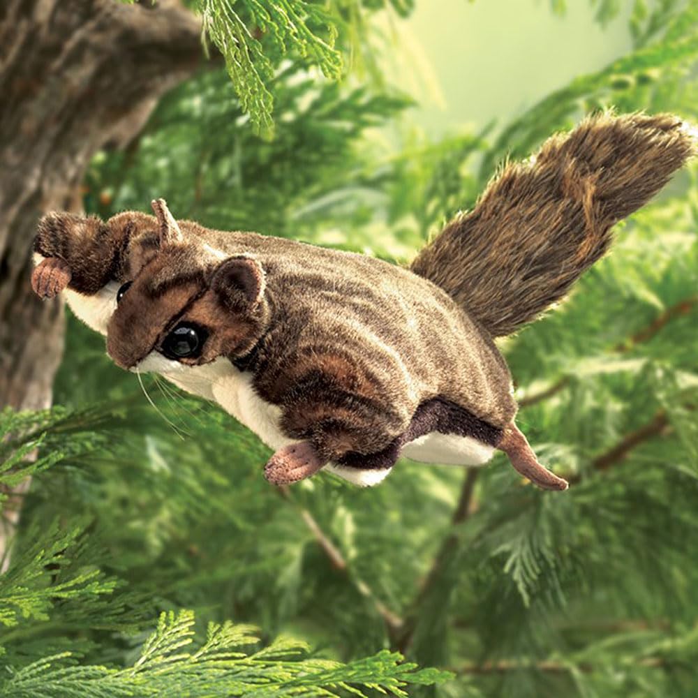 Folkmanis Flying Squirrel Hand Puppet, Brown | Plush Puppet for Storytelling & Stage
