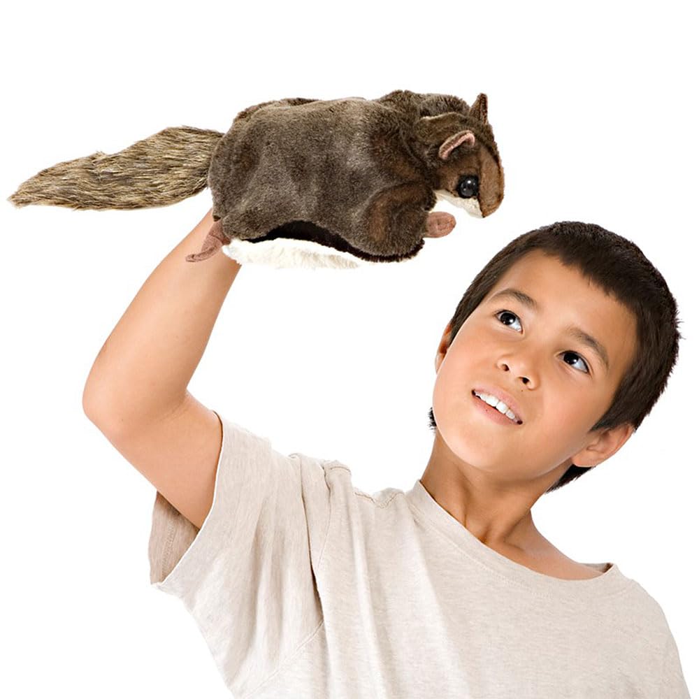 Folkmanis Flying Squirrel Hand Puppet, Brown | Plush Puppet for Storytelling & Stage