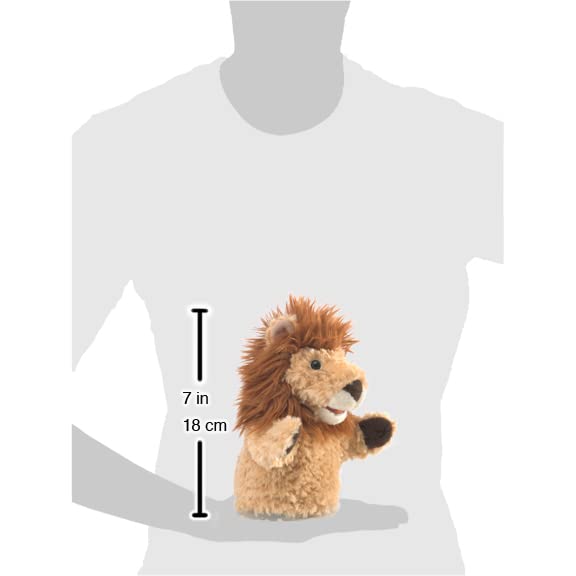 Folkmanis Little Lion Hand Puppet (Tan) – Small Lion Plush Hand Puppet for Storytelling & Play