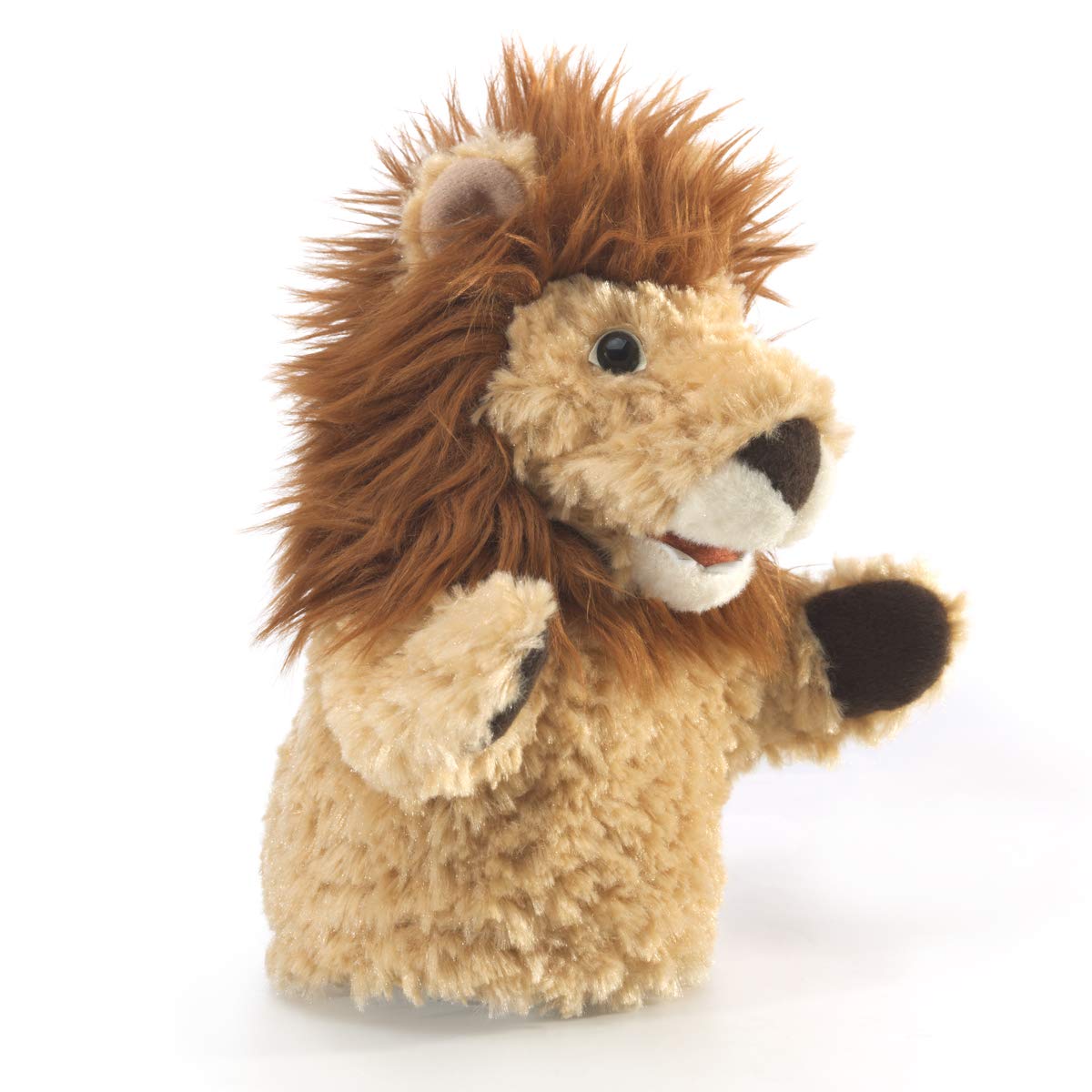 Folkmanis Little Lion Hand Puppet (Tan) – Small Lion Plush Hand Puppet for Storytelling & Play