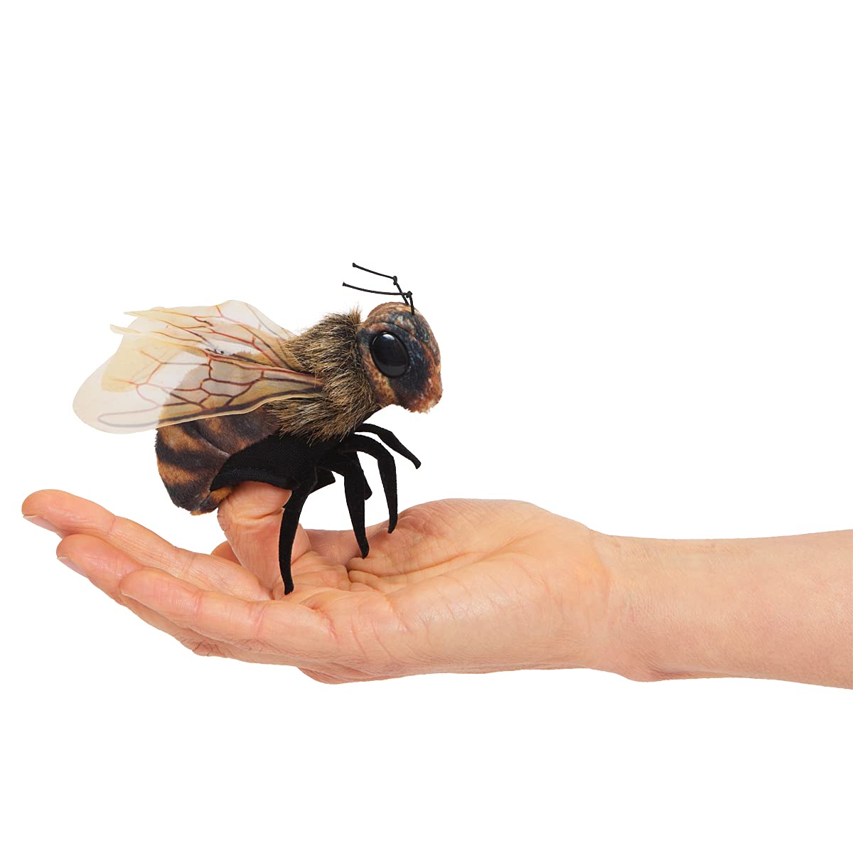 Folkmanis Mini Bee Finger Puppet - Realistic Hand Puppet for Storytelling