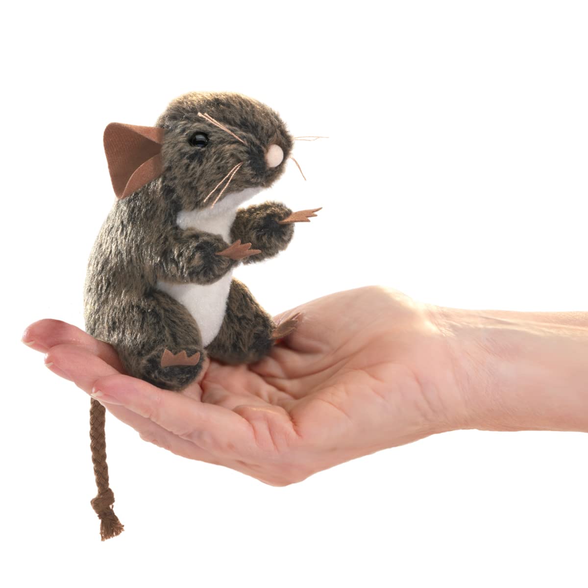 Folkmanis Mini Field Mouse Finger Puppet, Brown | Interactive Hand Puppet