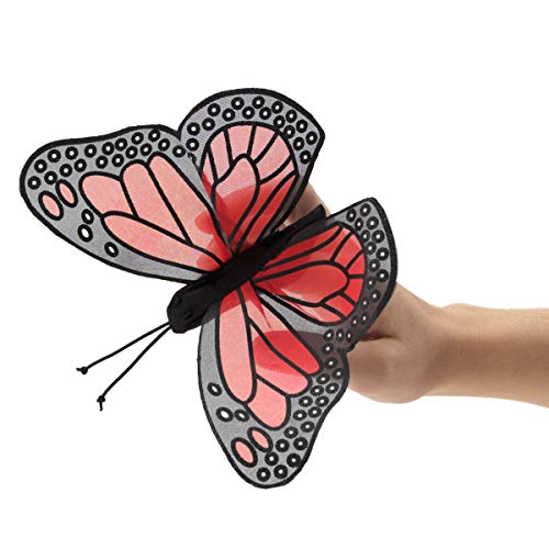 Folkmanis Mini Monarch Butterfly Finger Puppet – Orange & Black | Moveable Wings