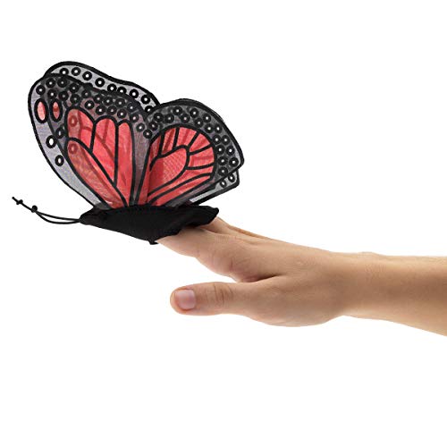Folkmanis Mini Monarch Butterfly Finger Puppet – Orange & Black | Moveable Wings
