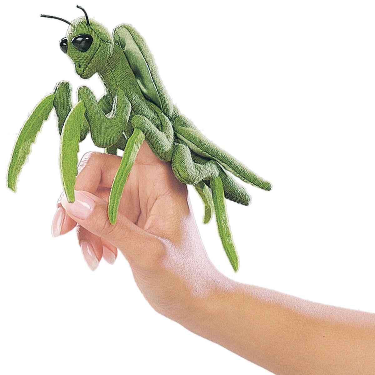 Folkmanis Mini Praying Mantis Finger Puppet | Expressive Hand Puppet for Storytelling