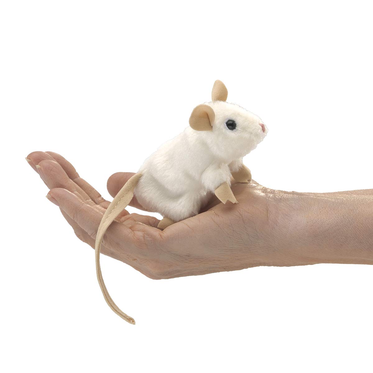 Folkmanis Mini White Mouse Finger Puppet – Pocket-Sized Storytelling Companion