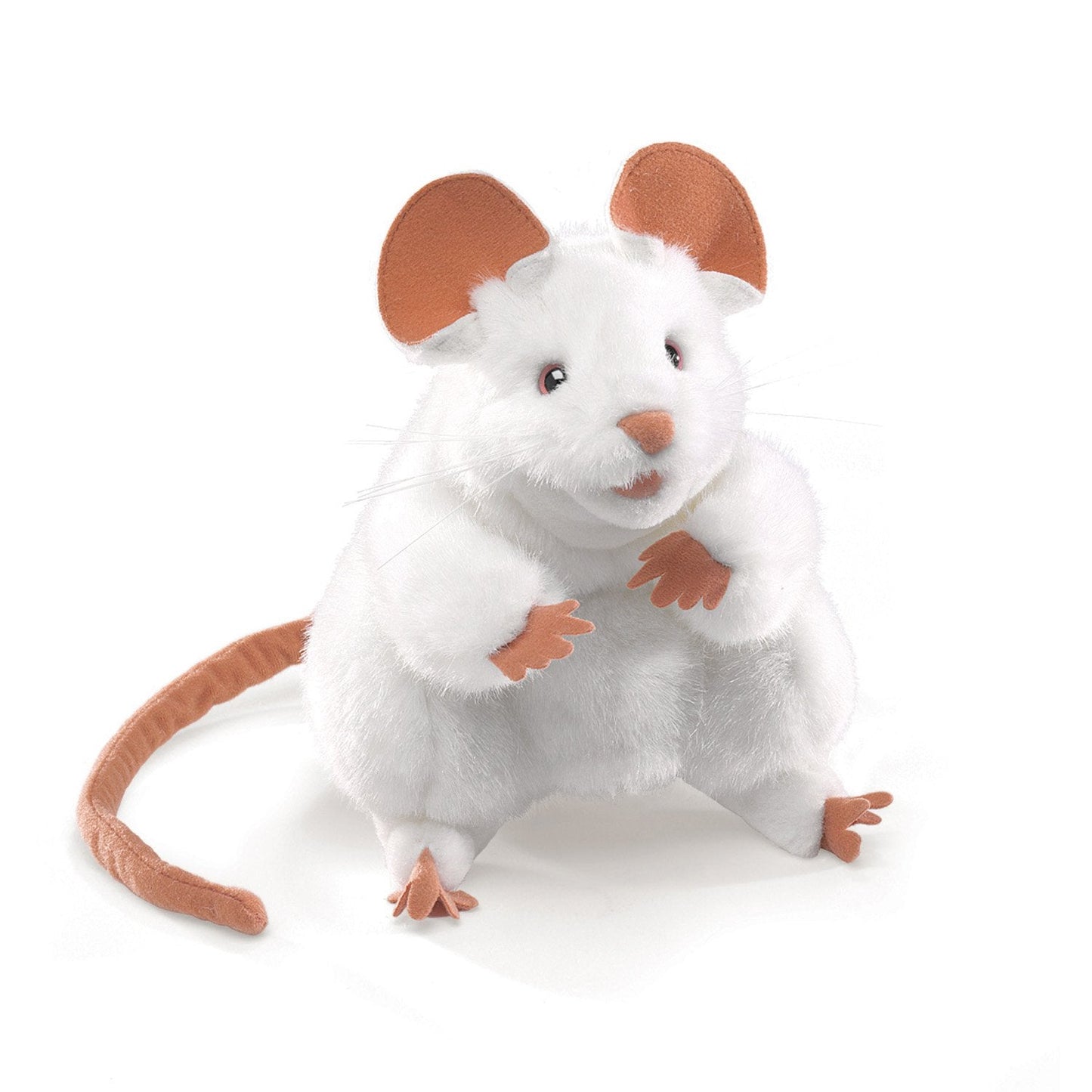 Folkmanis Mouse Hand Puppet, White | Expressive Plush Puppet for Storytelling